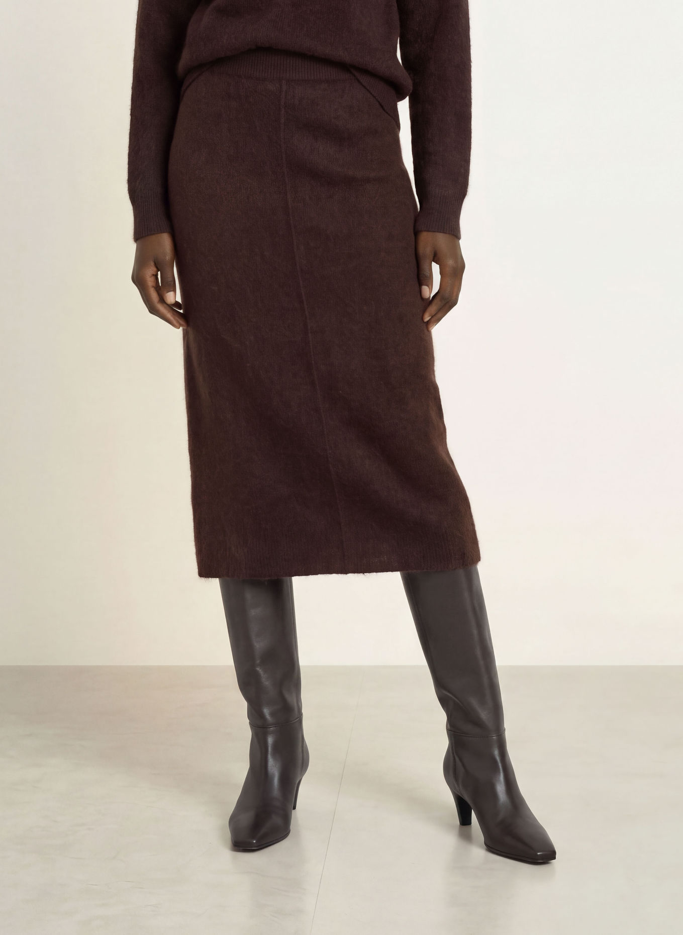BOSS FAELORIA Knit Skirt: DARK BROWN