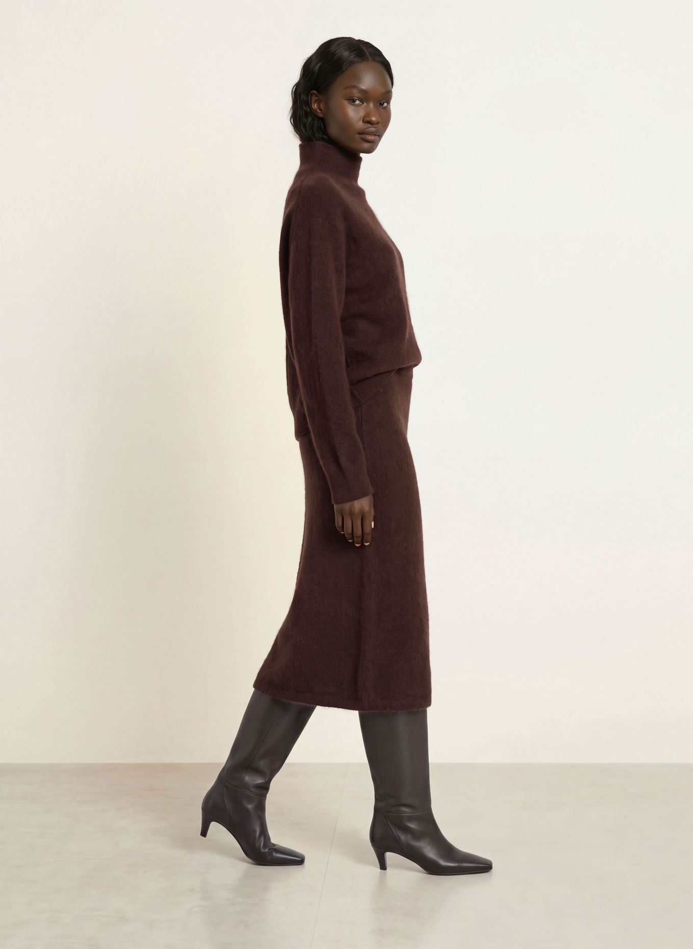 BOSS FAELORIA Knit Skirt: DARK BROWN