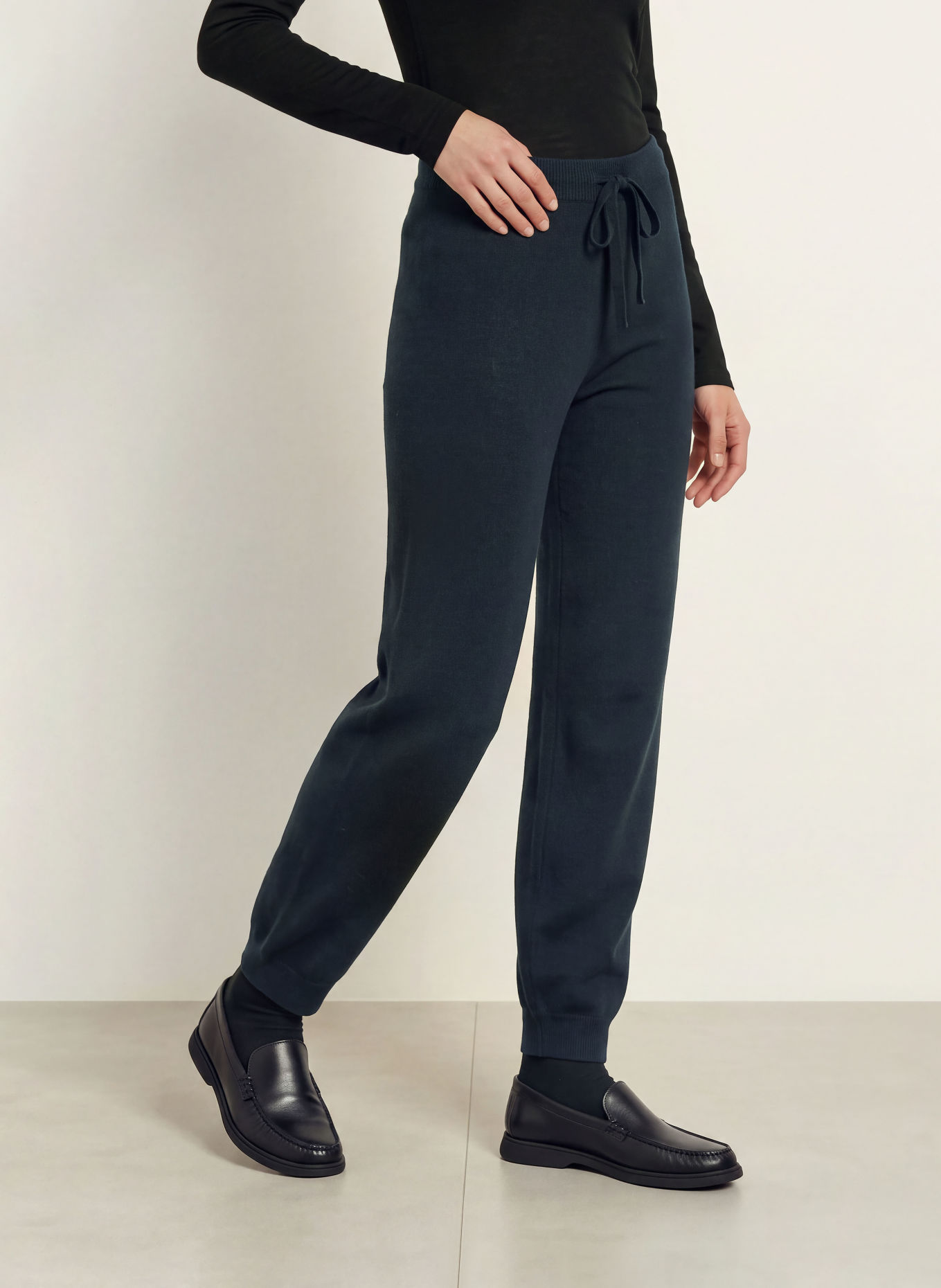 BOSS Strickhose FYLINDRA aus Cashmere: DUNKELBLAU
