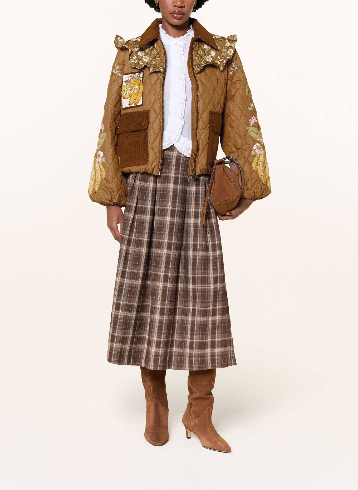 Barbour Gewatteerde jas ANAMARIA: BEIGE / ROZE / LICHTGROEN