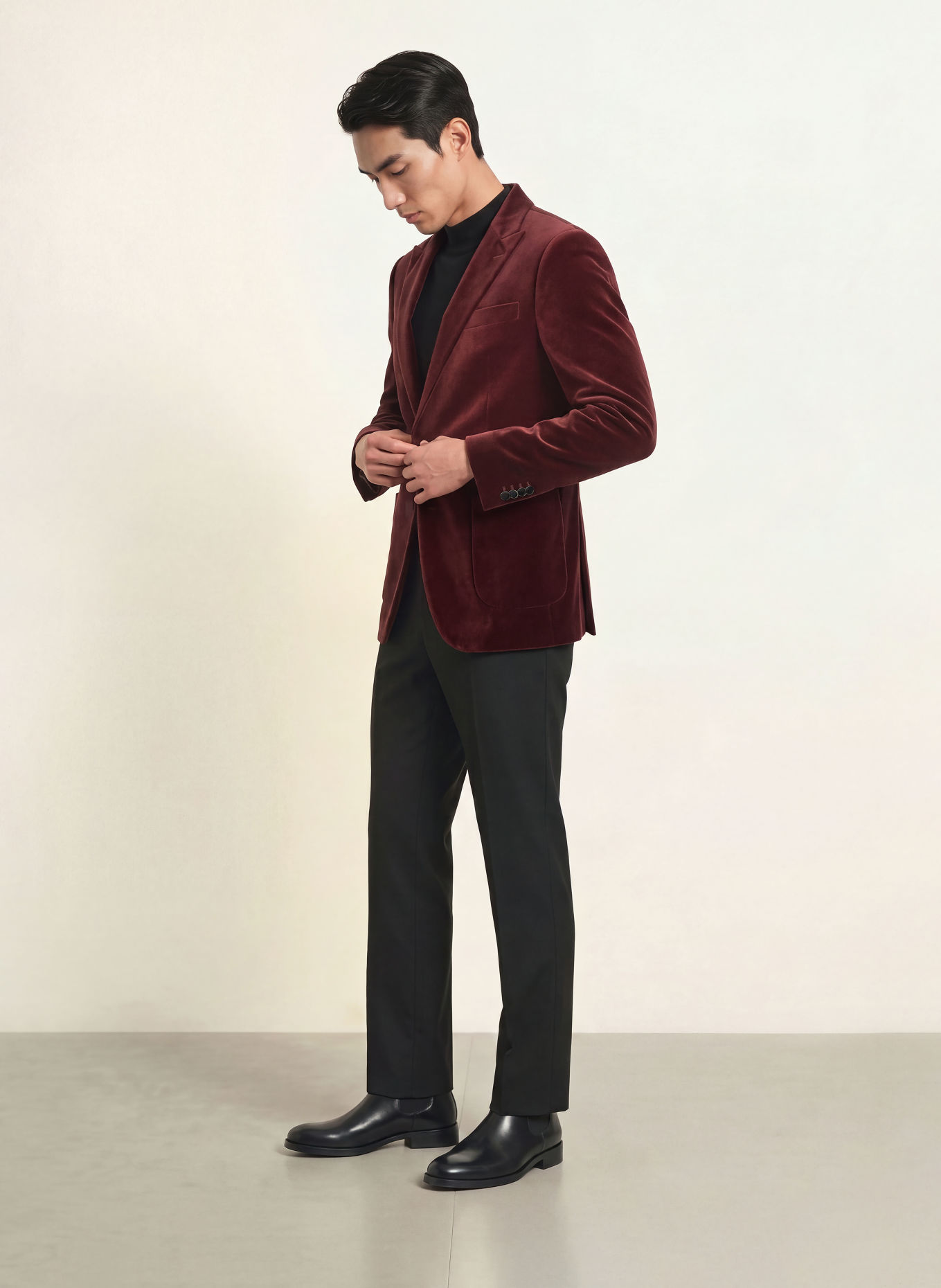 BALDESSARINI Veste en velours coupe slim: ROUGE FONCÉ