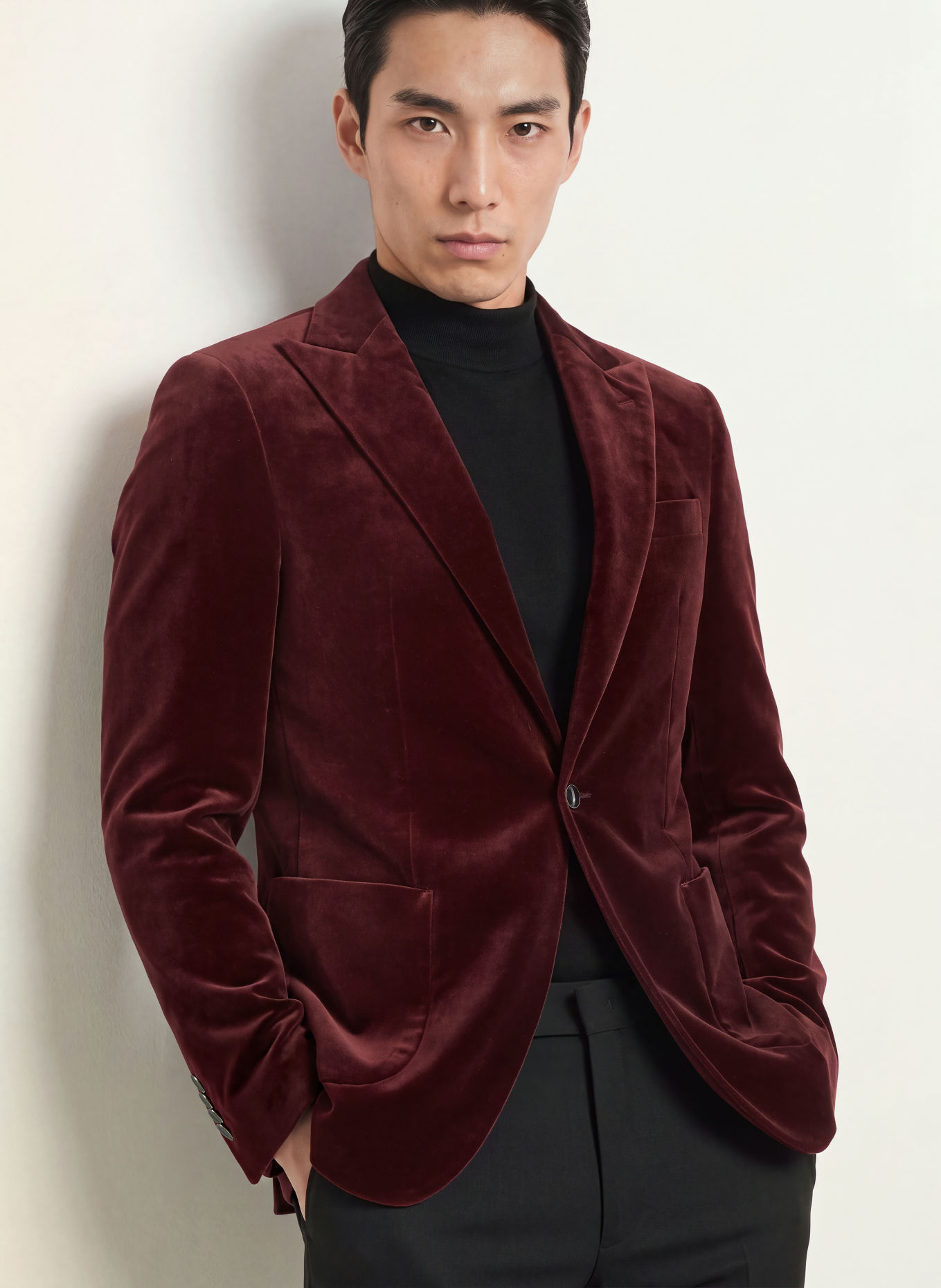 BALDESSARINI Veste en velours coupe slim: ROUGE FONCÉ