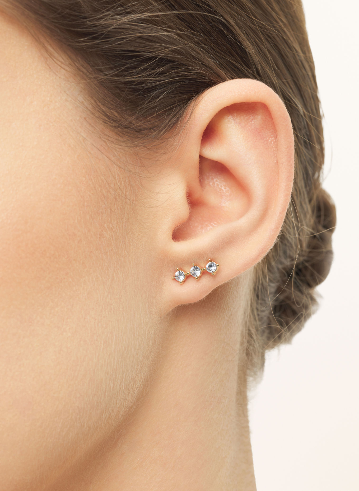 LULU Copenhagen Stud earrings with 3 Crystals: GOLD / WHITE