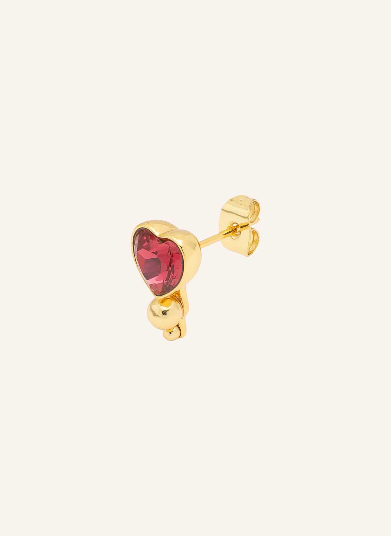 LULU Copenhagen BOUQUET CRYSTAL HEART STUD EARRING (stud earrings): GOLD / PINK