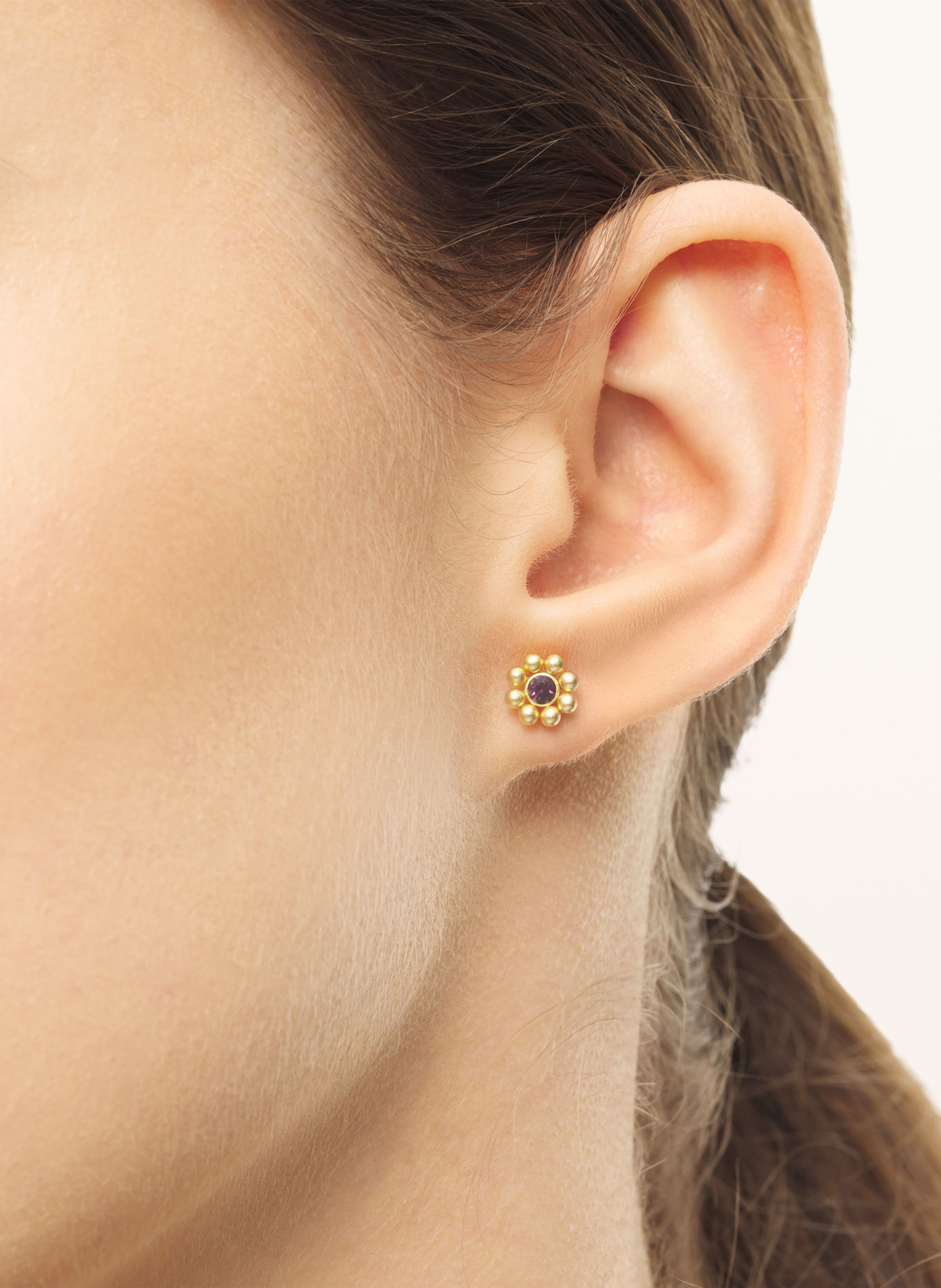 LULU Copenhagen BOUQUET CRYSTAL FLOWER Stud Earrings: GOLD / PINK