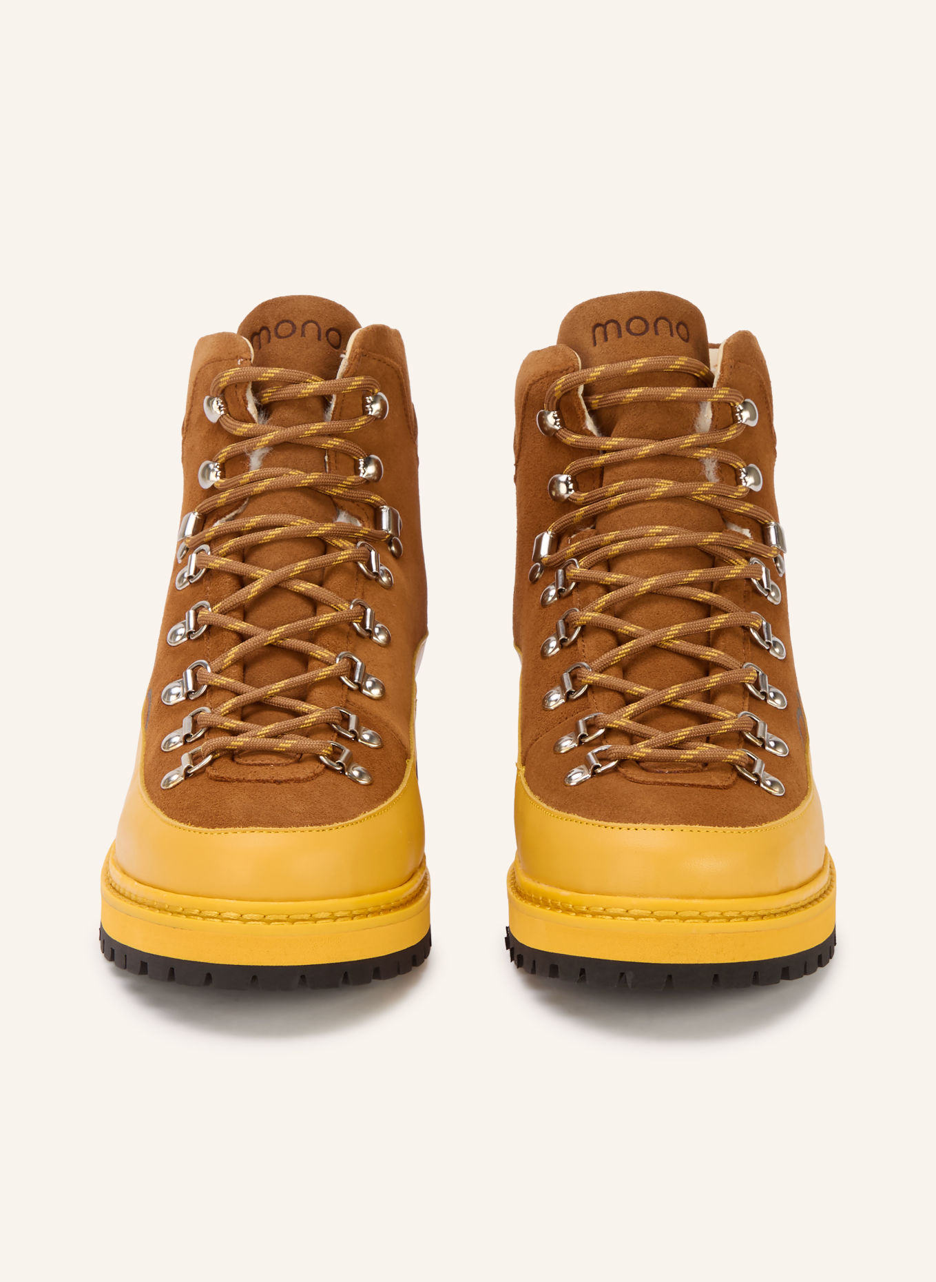 mono Boots à lacets VIDDA: COGNAC / ARGENT / JAUNE