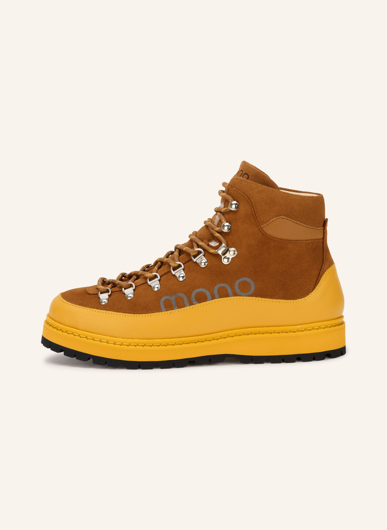 mono Boots à lacets VIDDA: COGNAC / ARGENT / JAUNE