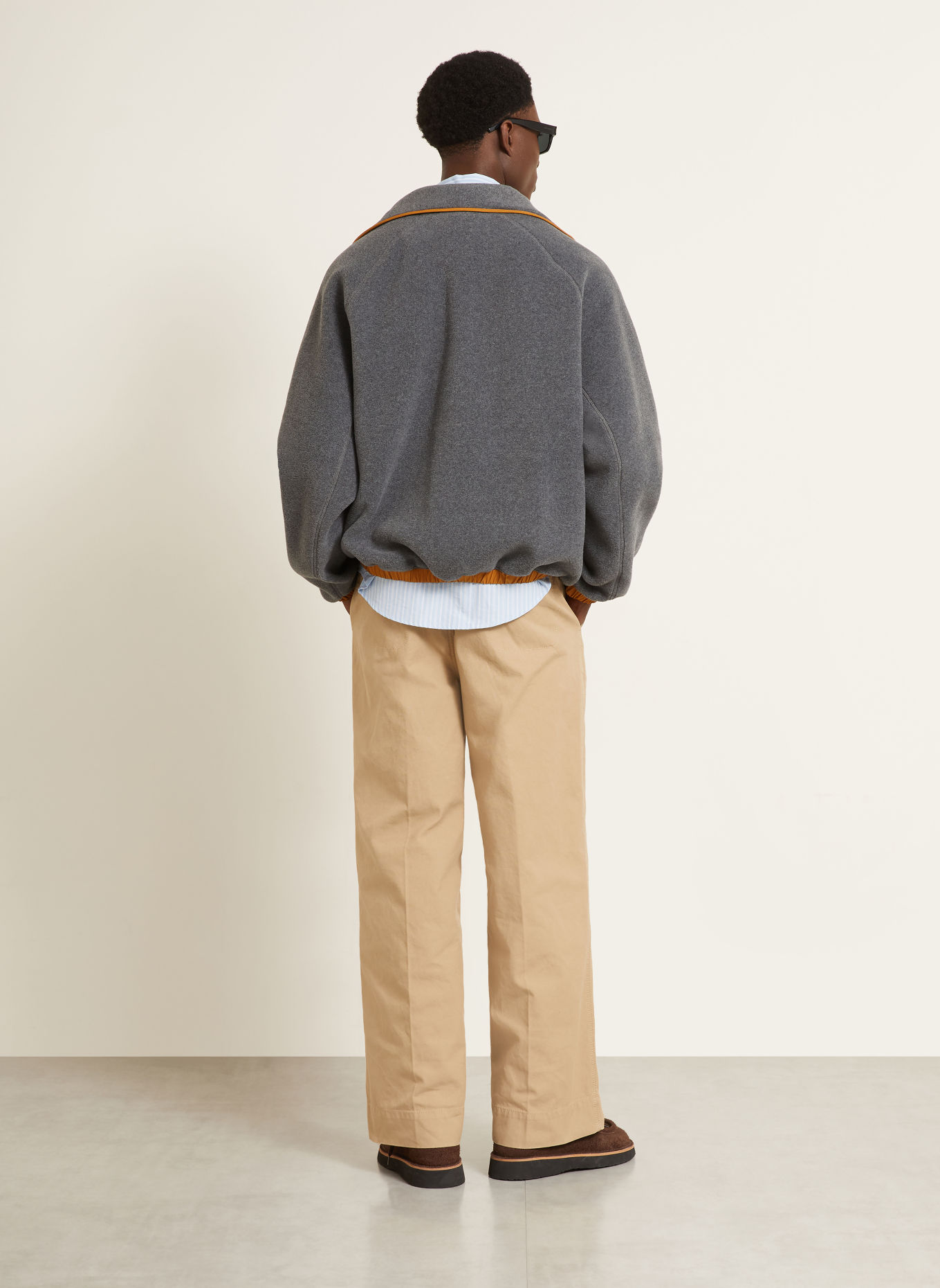Ami Paris Fleece half-zip sweater: GRAY / DARK ORANGE