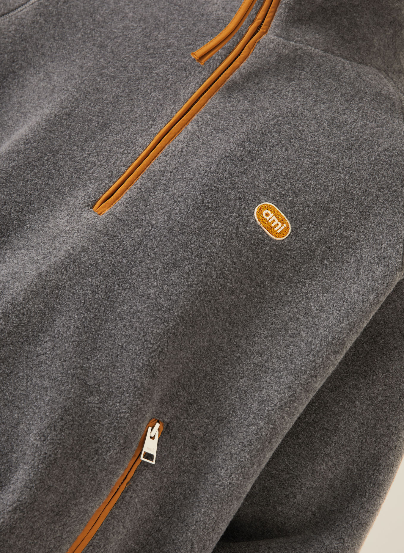 Ami Paris Fleece half-zip sweater: GRAY / DARK ORANGE
