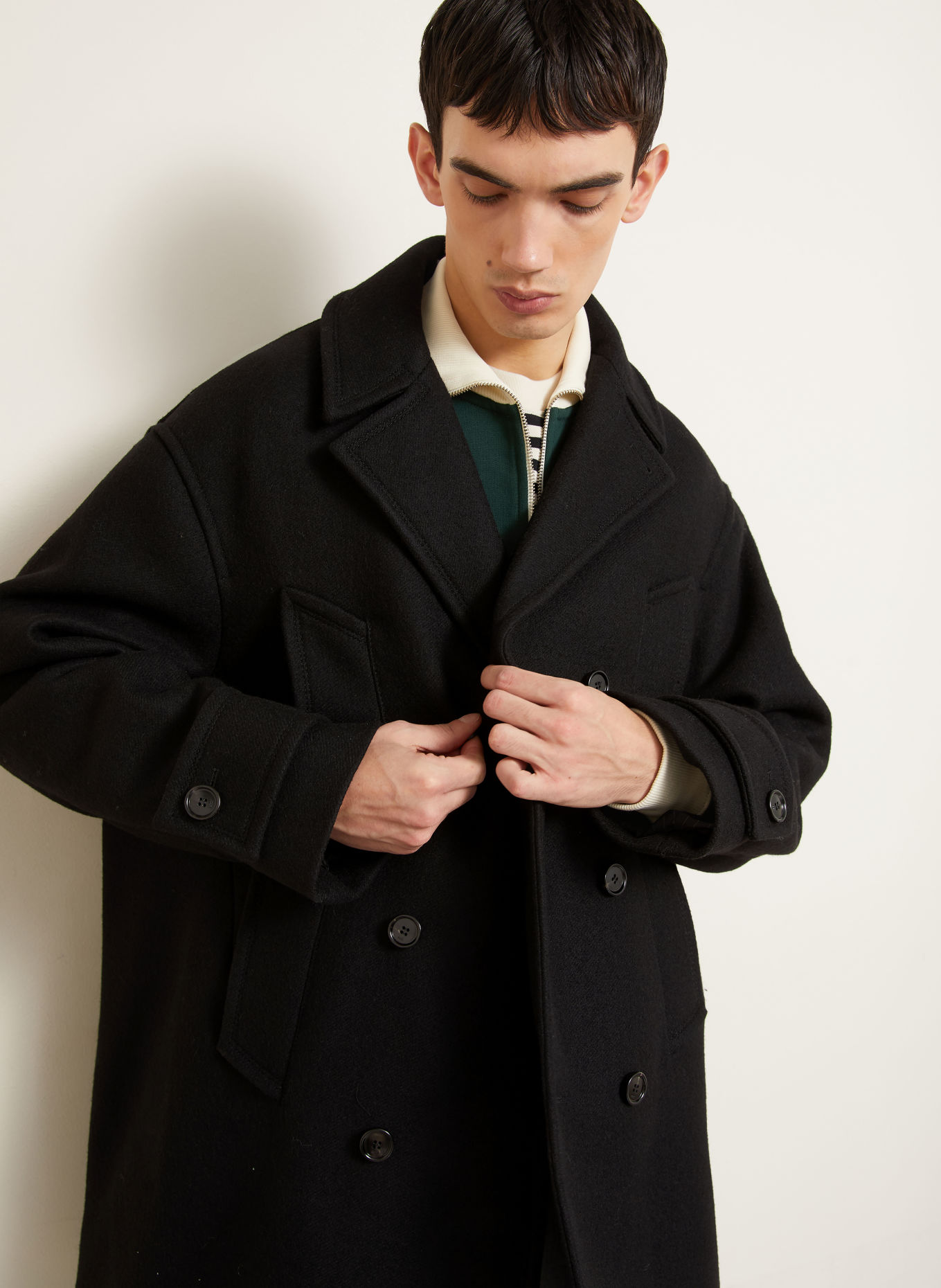 Ami Paris Coat: BLACK