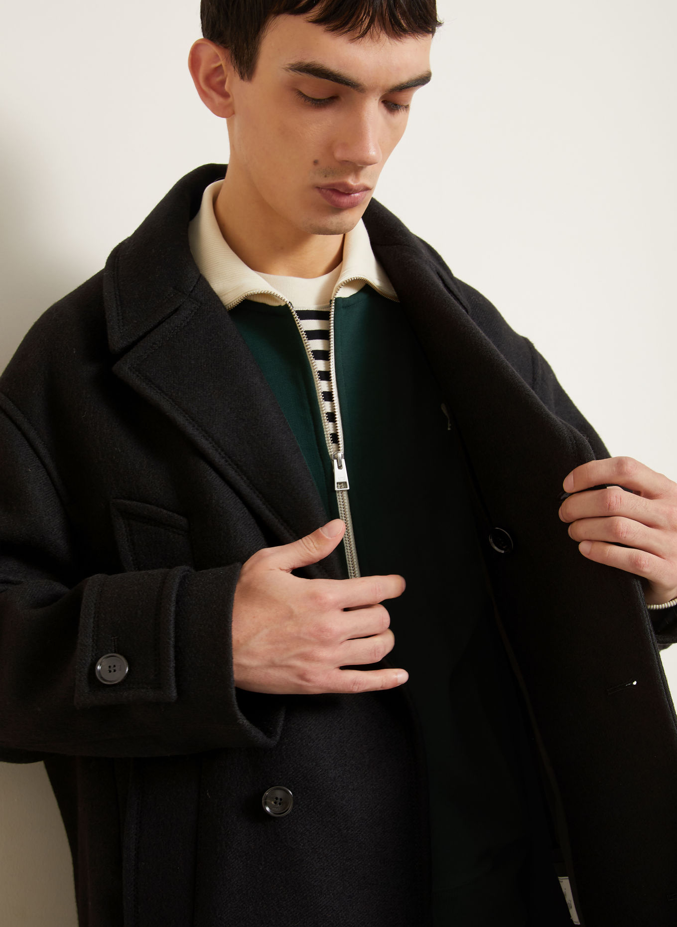 Ami Paris Coat: BLACK