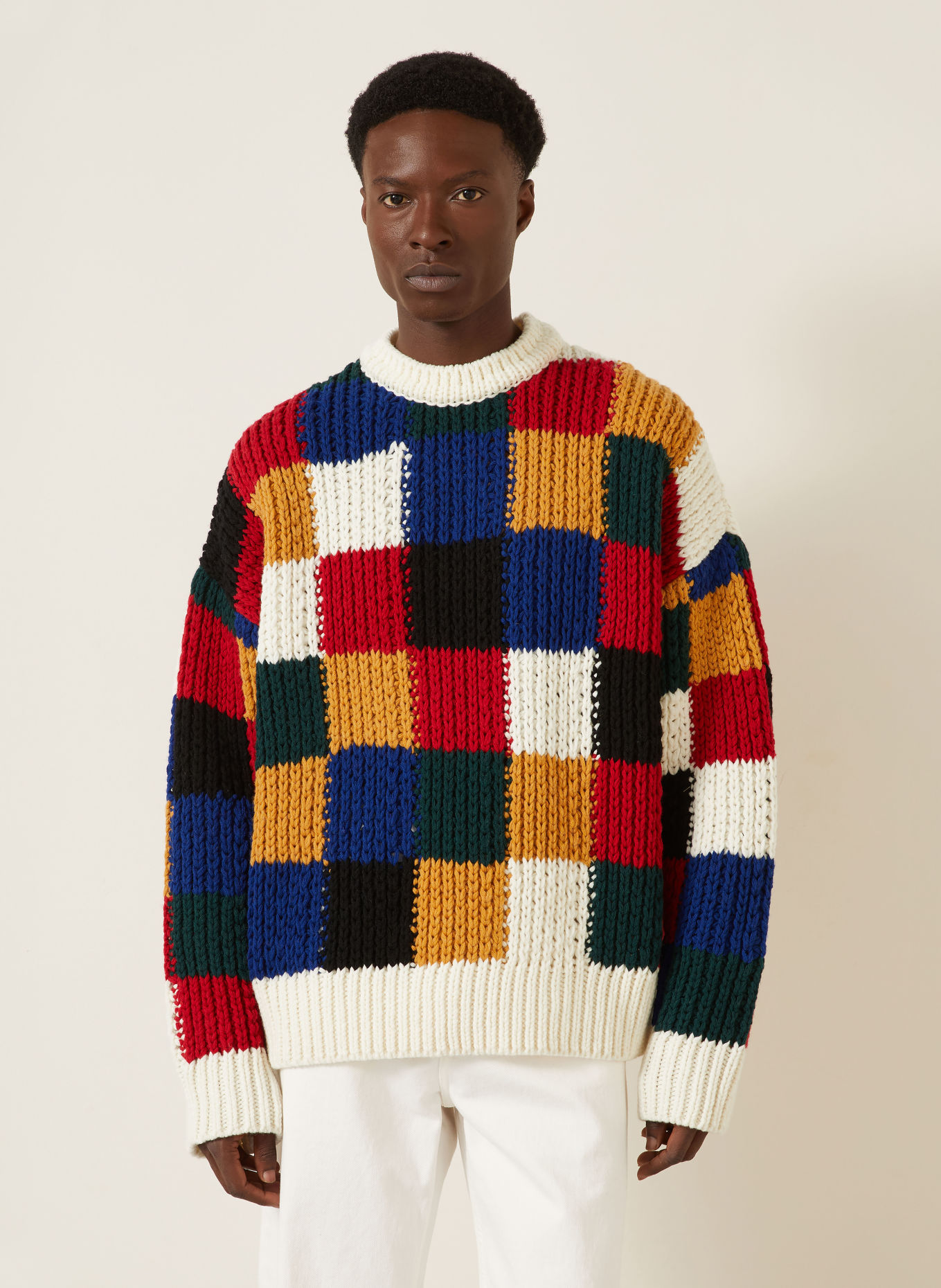Ami Paris Sweater: ECRU / RED / BLUE