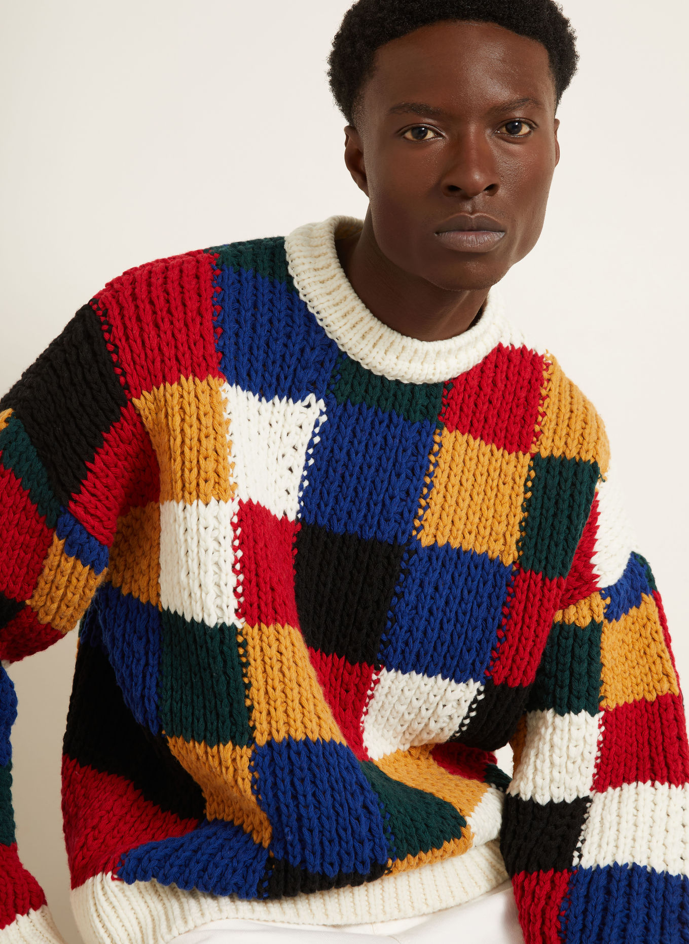 Ami Paris Sweater: ECRU / RED / BLUE