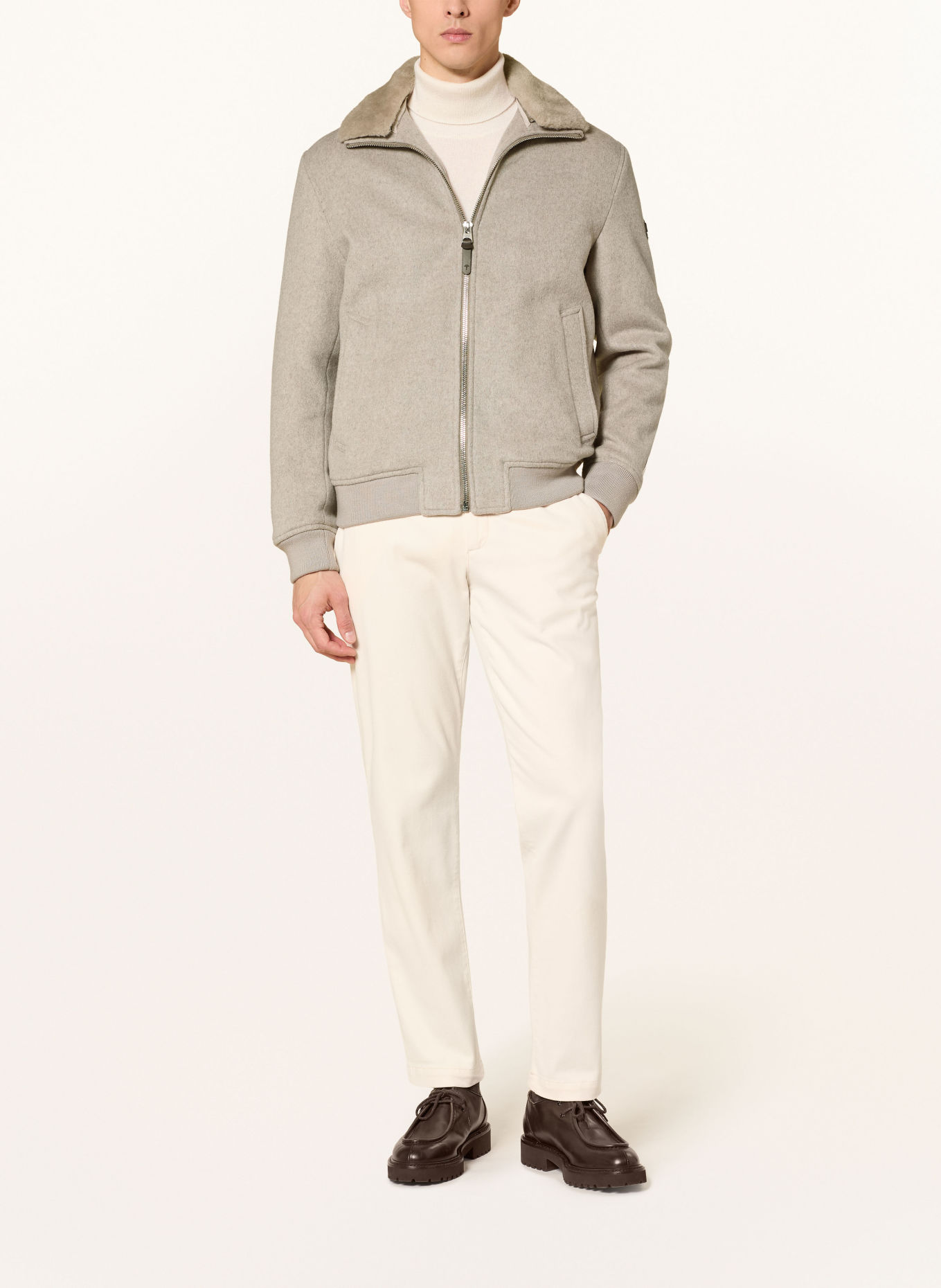 JOOP! MILTON Jacket with Detachable Faux Fur: BEIGE