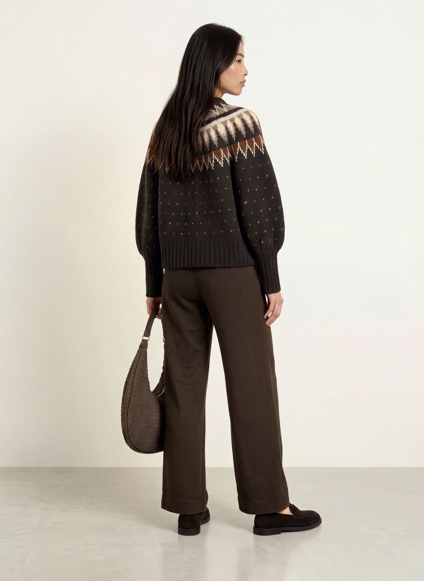 YERSE Wide-leg trousers VIRGINIA45: DARK BROWN