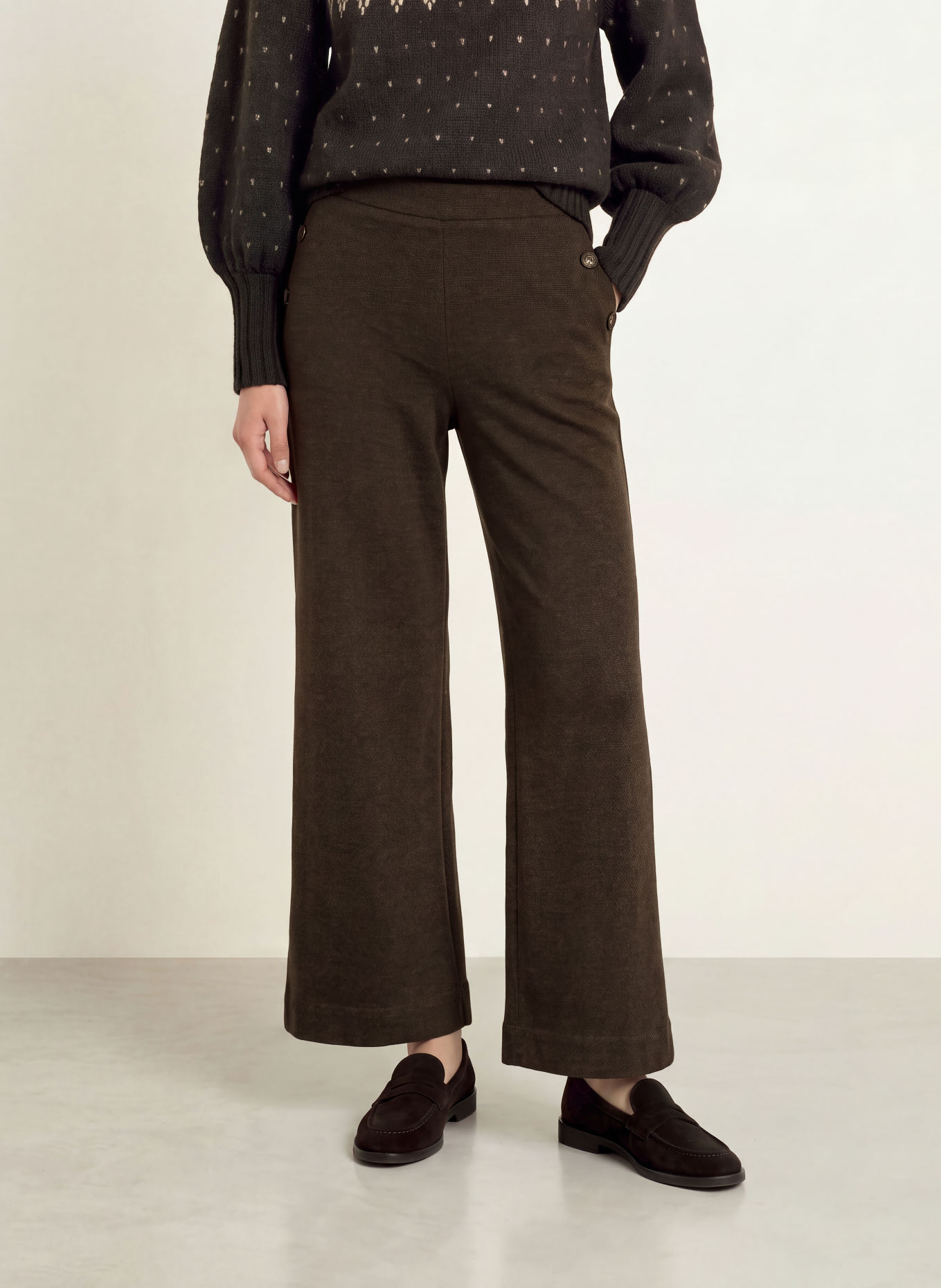 YERSE Wide-leg trousers VIRGINIA45: DARK BROWN