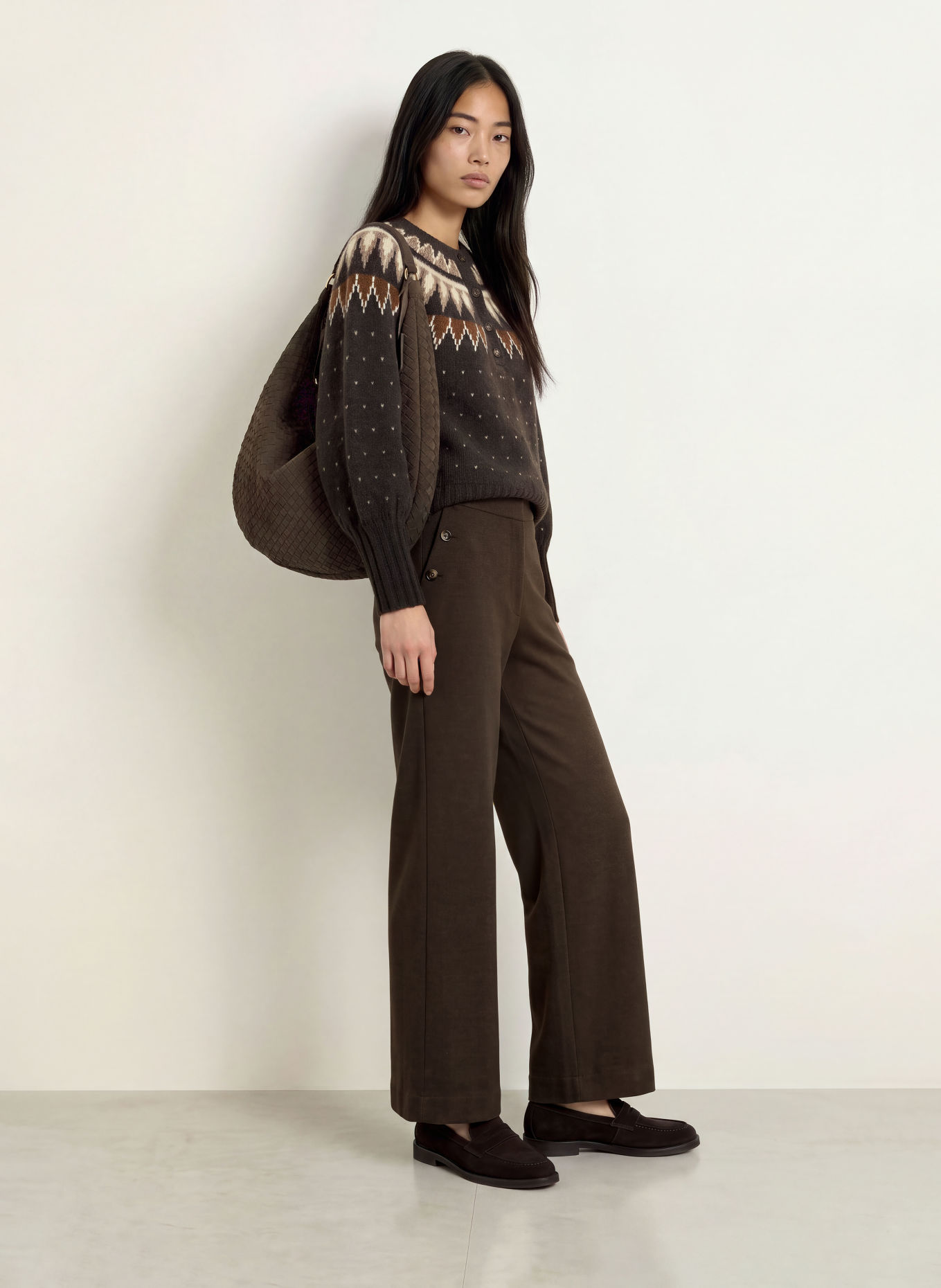 YERSE Wide-leg trousers VIRGINIA45: DARK BROWN