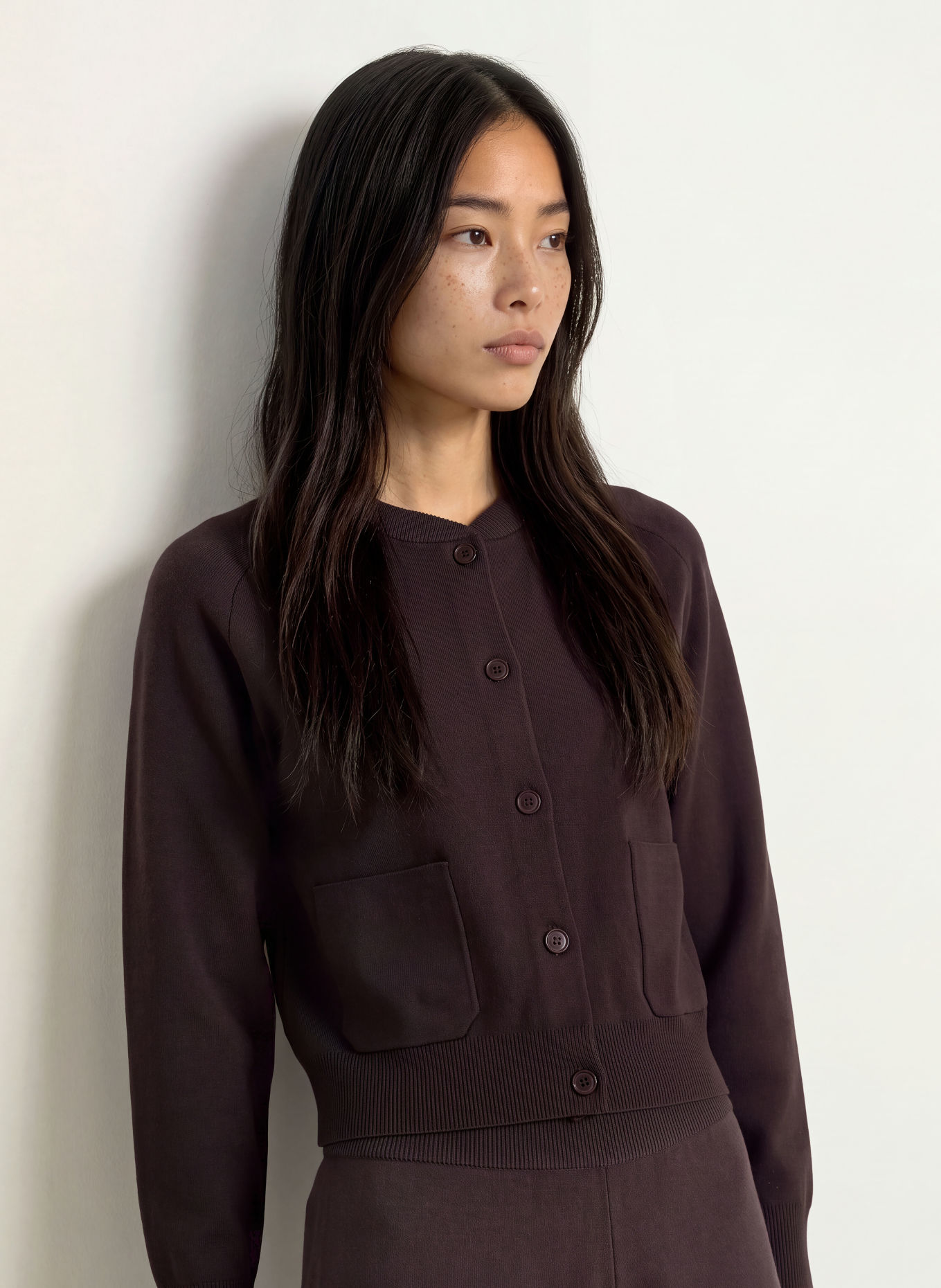 YERSE LAVANDY45 Cardigan: DARK BROWN