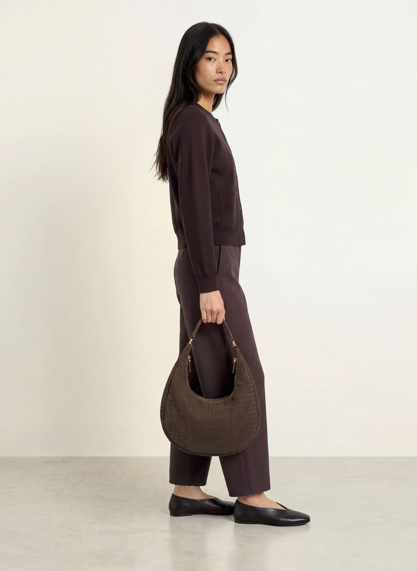 YERSE LAVANDY45 Cardigan: DARK BROWN