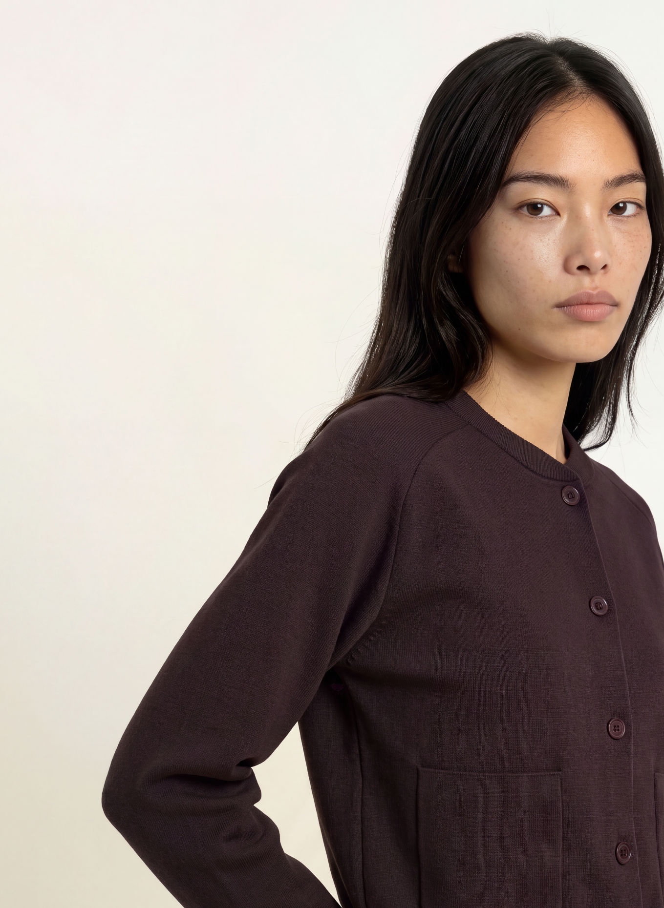 YERSE LAVANDY45 Cardigan: DARK BROWN