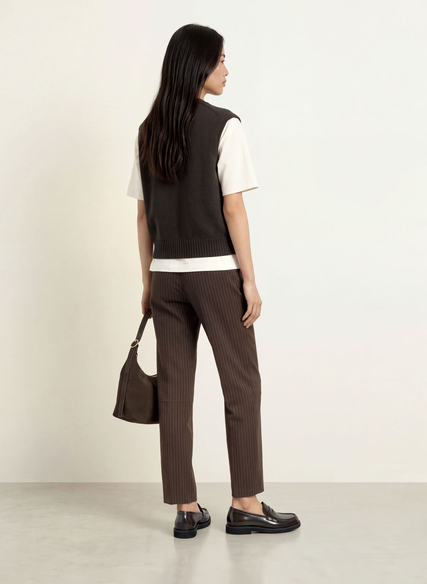 YERSE GALWAY45 Trousers: DARK BROWN / CREAM