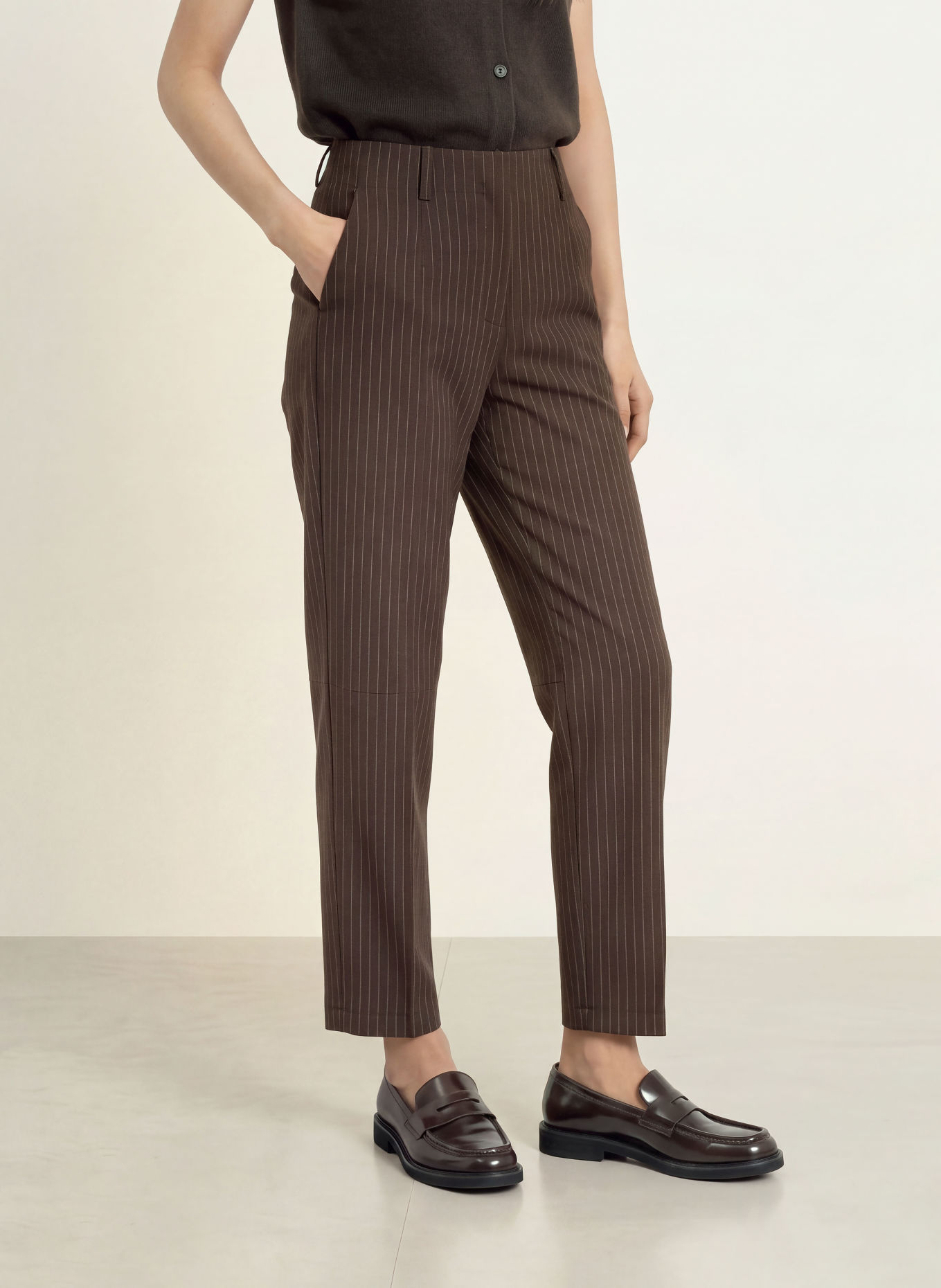 YERSE GALWAY45 Trousers: DARK BROWN / CREAM