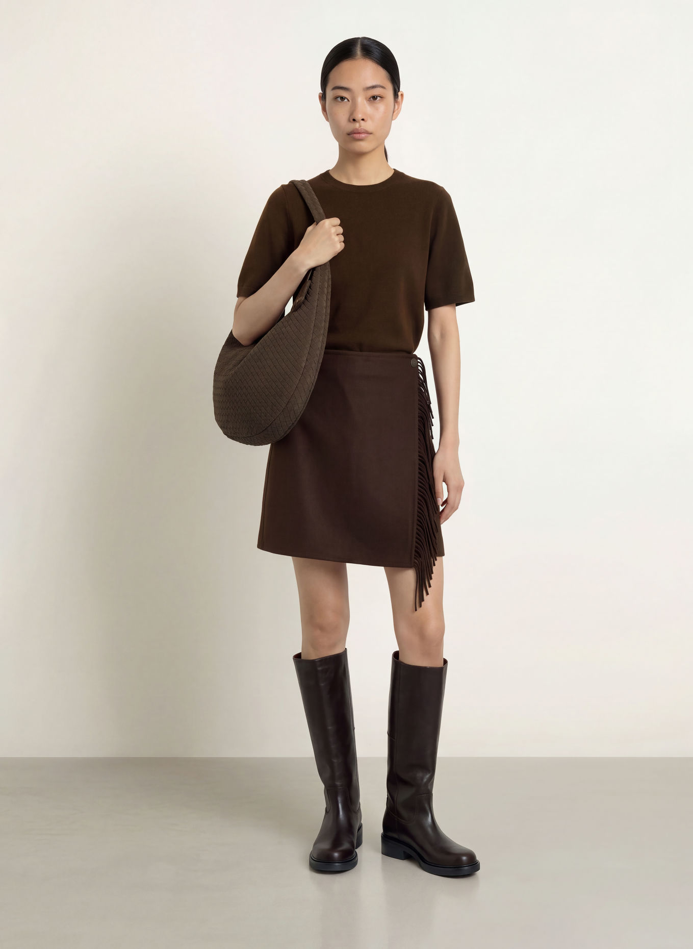 YERSE Wrap skirt SULLY45: DARK BROWN