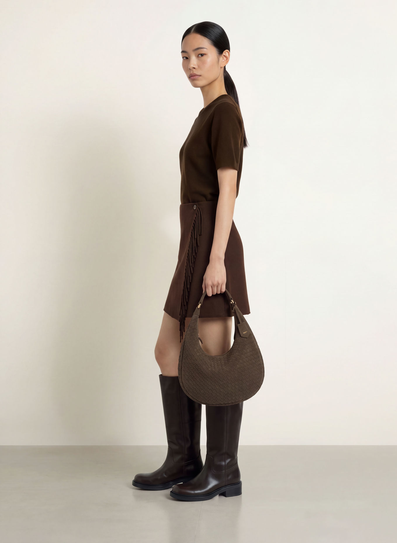 YERSE Wrap skirt SULLY45: DARK BROWN