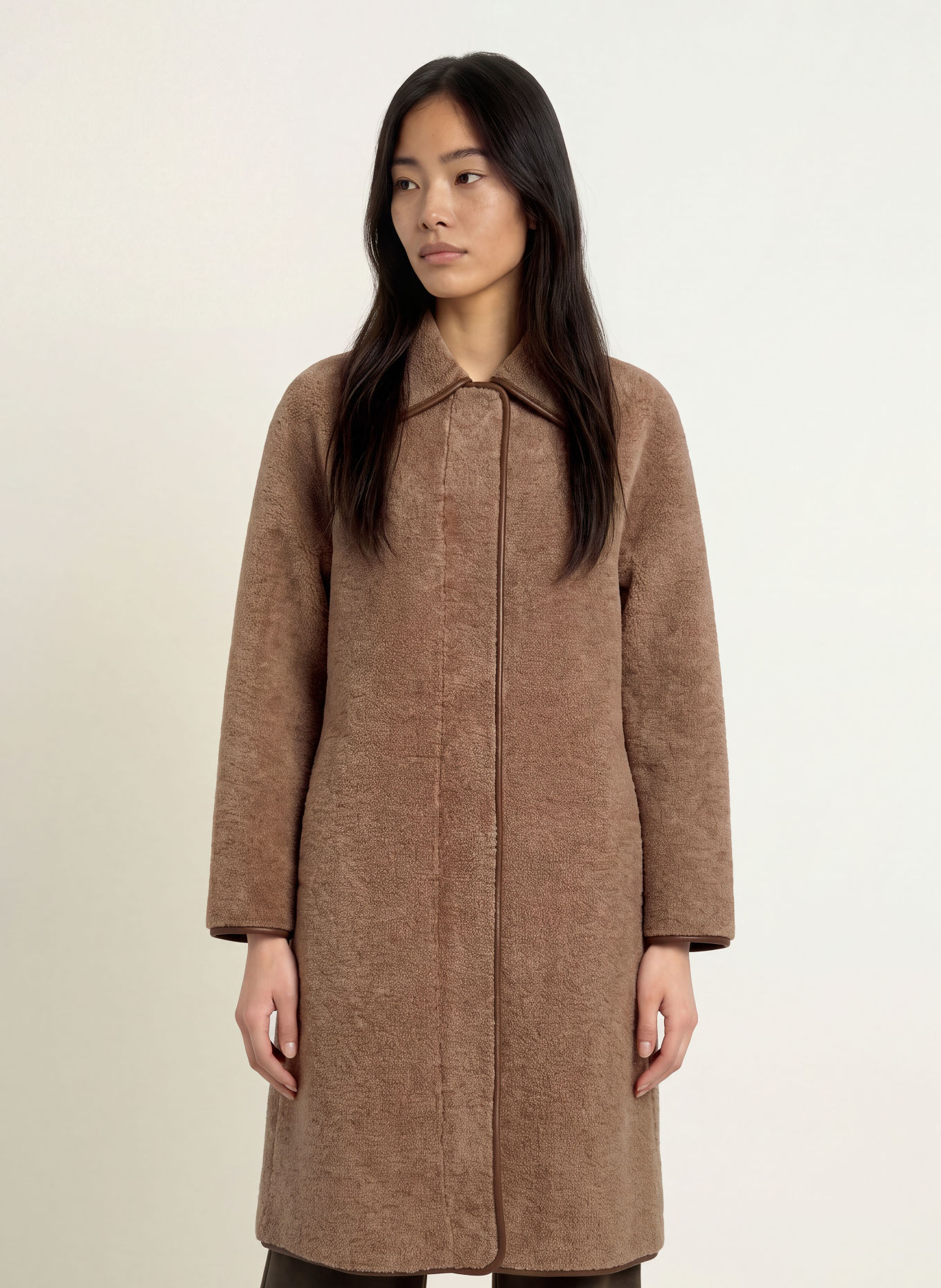 YERSE CLOUD 45 Teddy Fur Coat: LIGHT BROWN