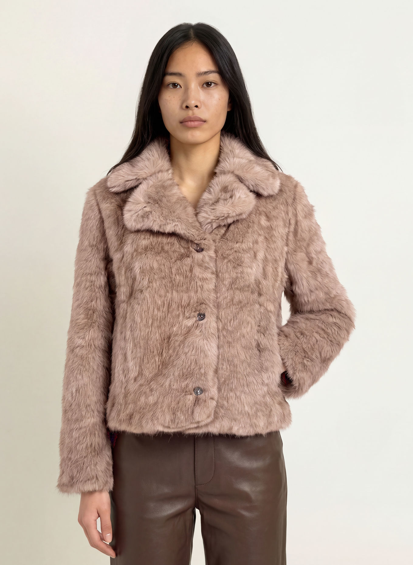 YERSE Faux Fur Jacket TWIGGY45: TAUPE