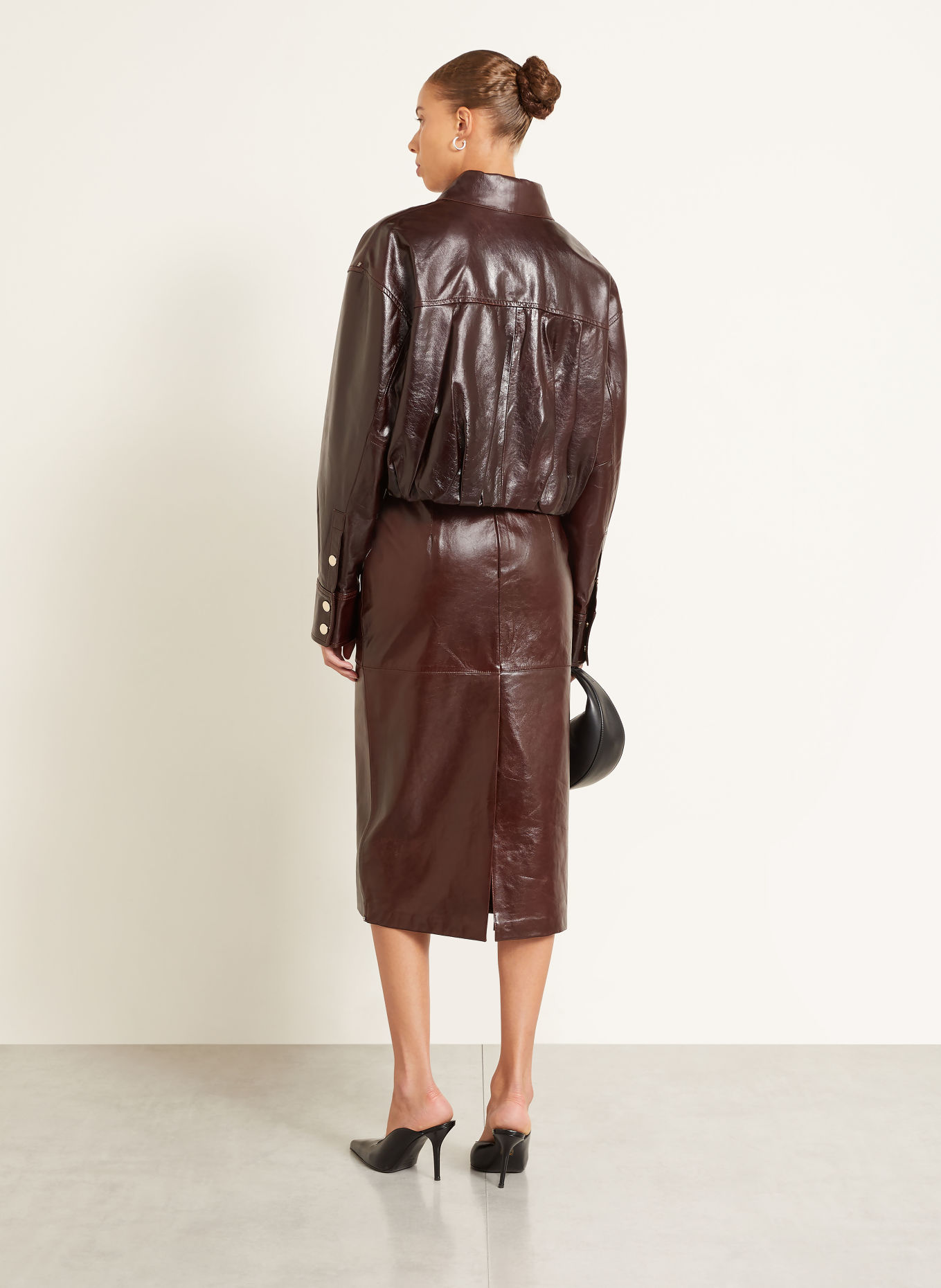 SPORTMAX Lederrock LAPPOLE: DUNKELROT