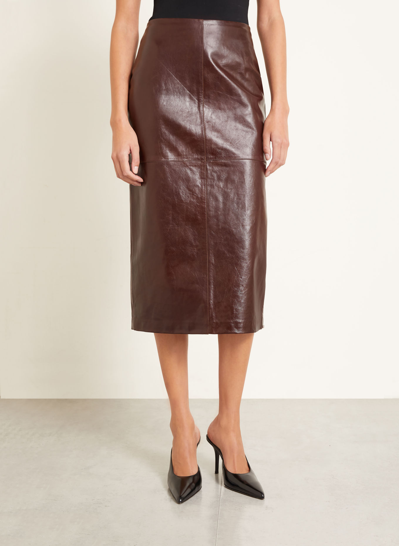 SPORTMAX Lederrock LAPPOLE: DUNKELROT