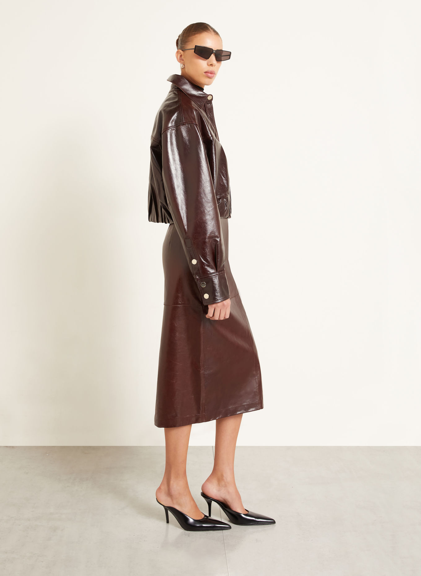 SPORTMAX Lederrock LAPPOLE: DUNKELROT