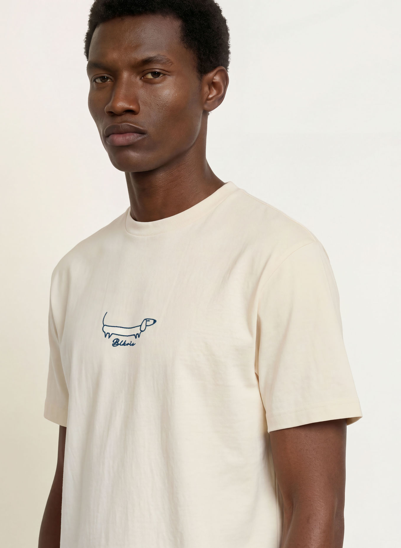 BLKVIS T-shirt TÉNIER: CRÈME / BLEU PÉTROLE