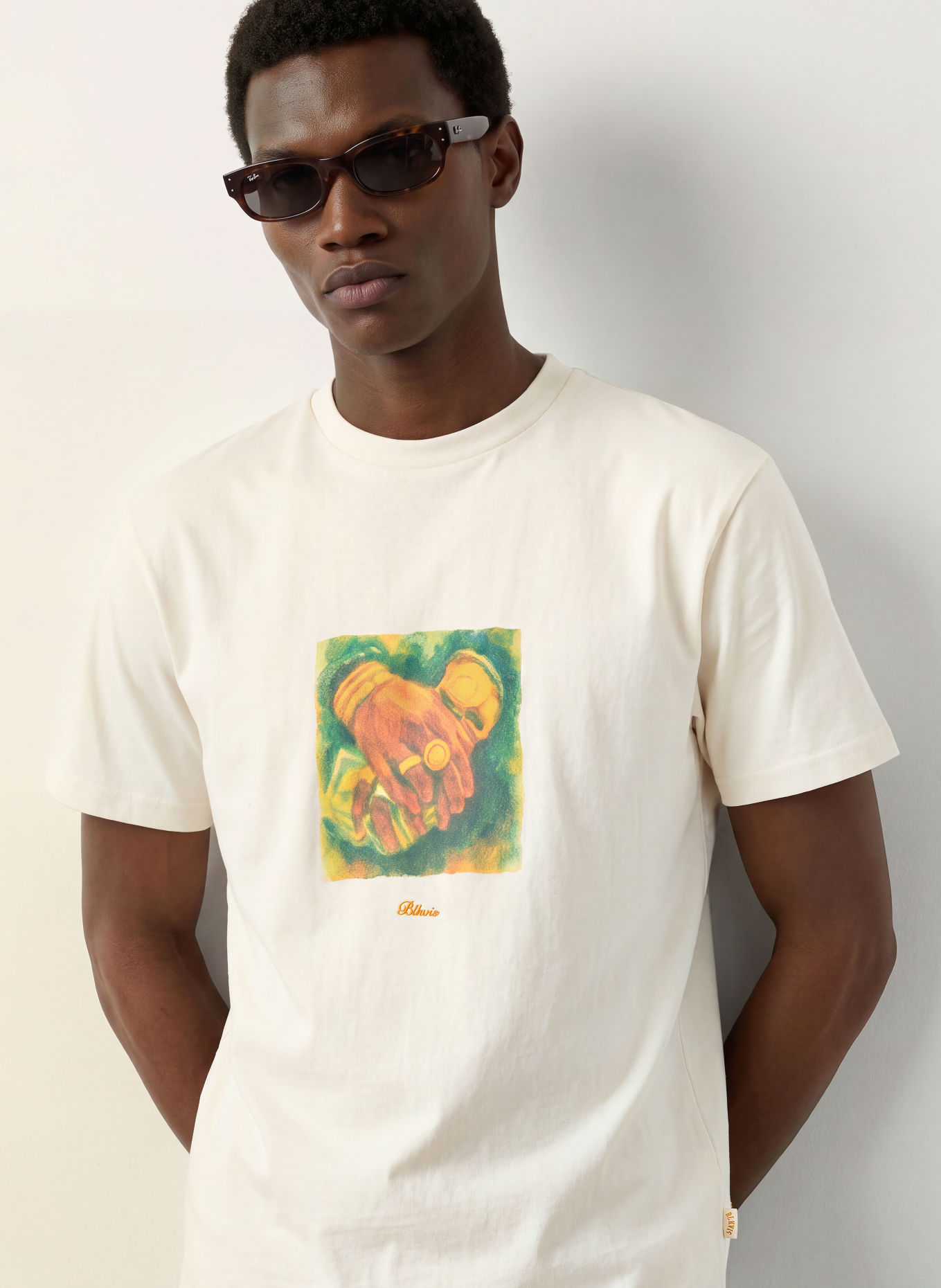 BLKVIS T-shirt: CRÈME / MARRON / VERT