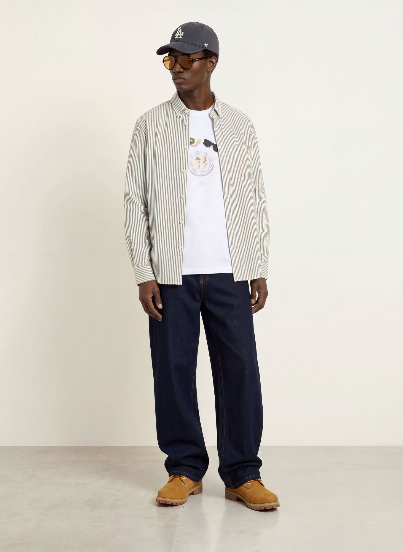 BLKVIS Hemd SCRIPT HEAVY Comfort Fit: CREME / DUNKELGRAU