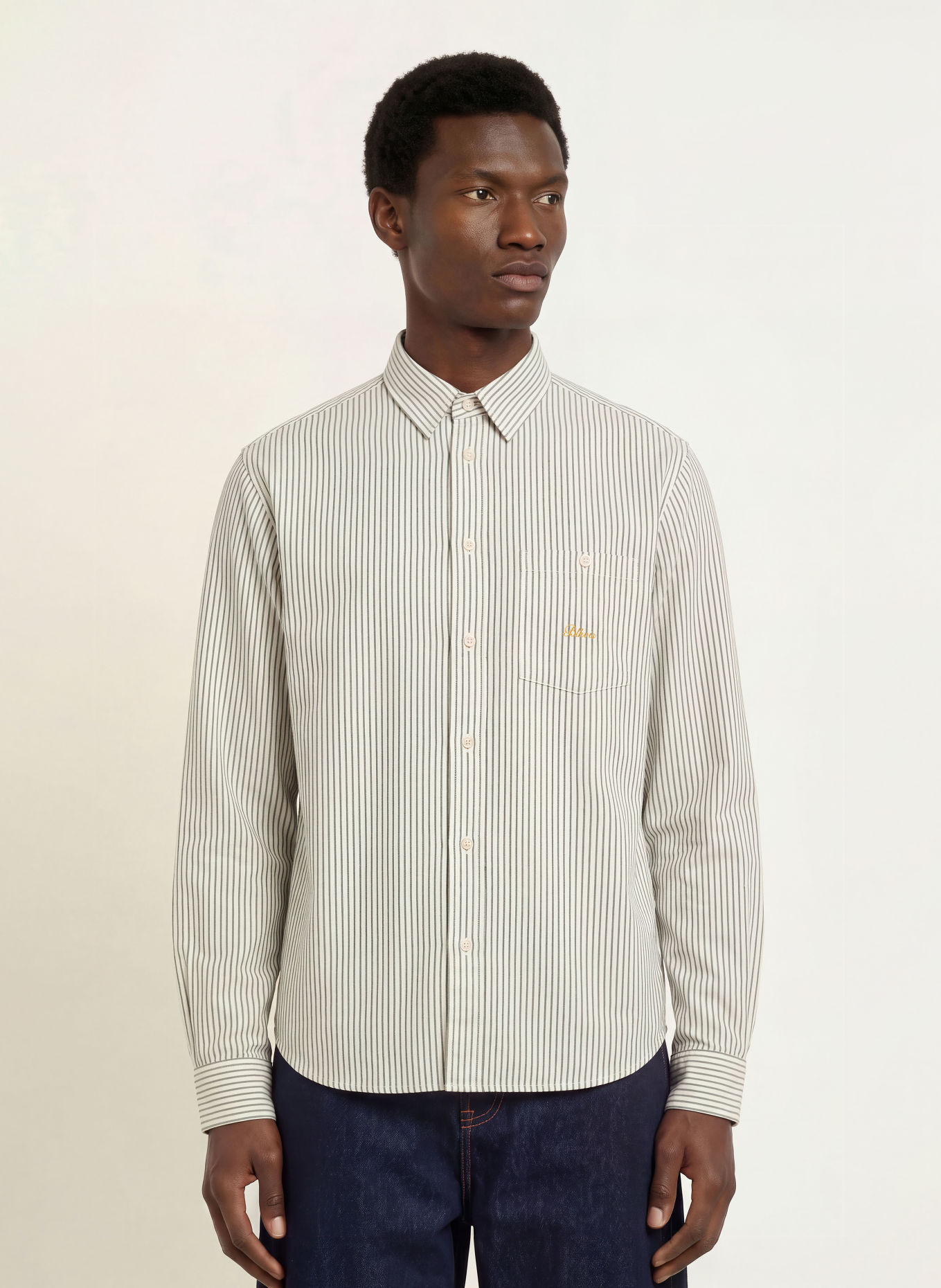 BLKVIS Hemd SCRIPT HEAVY Comfort Fit: CREME / DUNKELGRAU