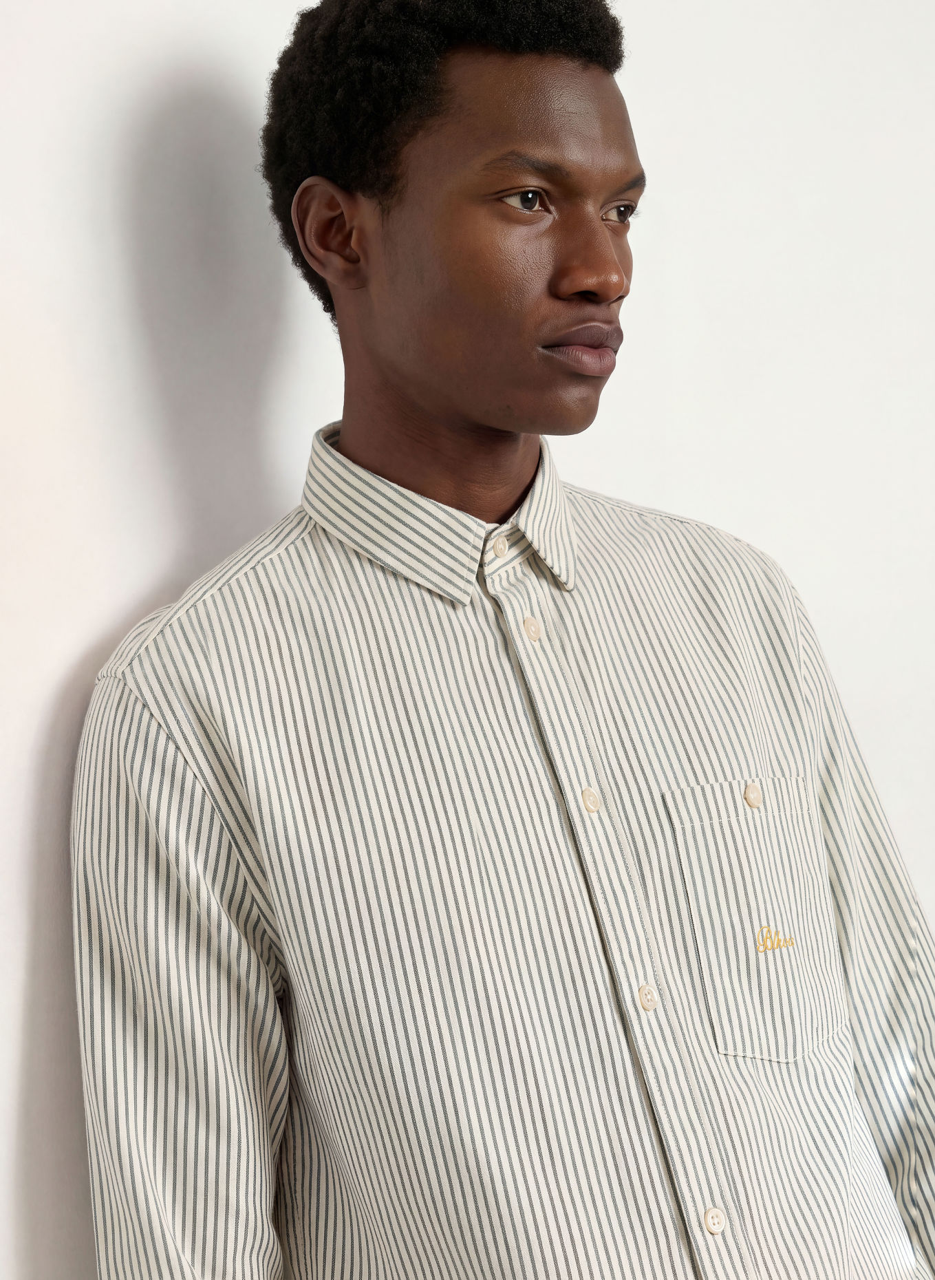 BLKVIS Hemd SCRIPT HEAVY Comfort Fit: CREME / DUNKELGRAU