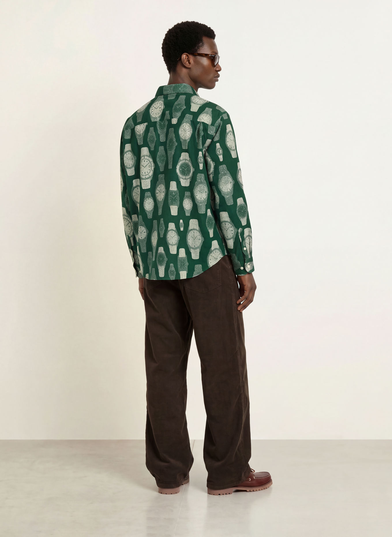 BLKVIS Regular-Fit Shirt: DARK GREEN / CREAM