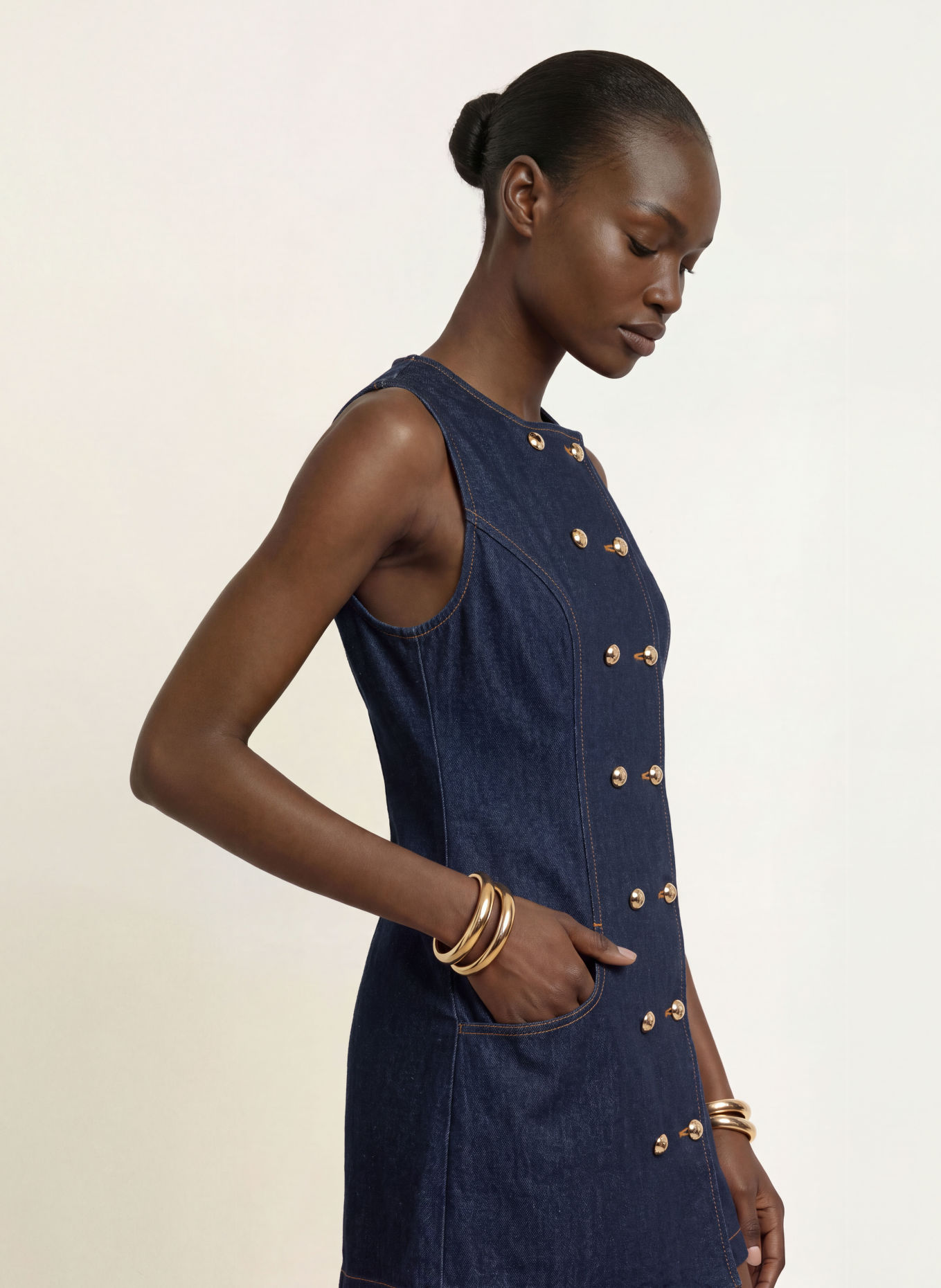 RETROFÊTE Robe en jean HANNA: BLEU FONCÉ