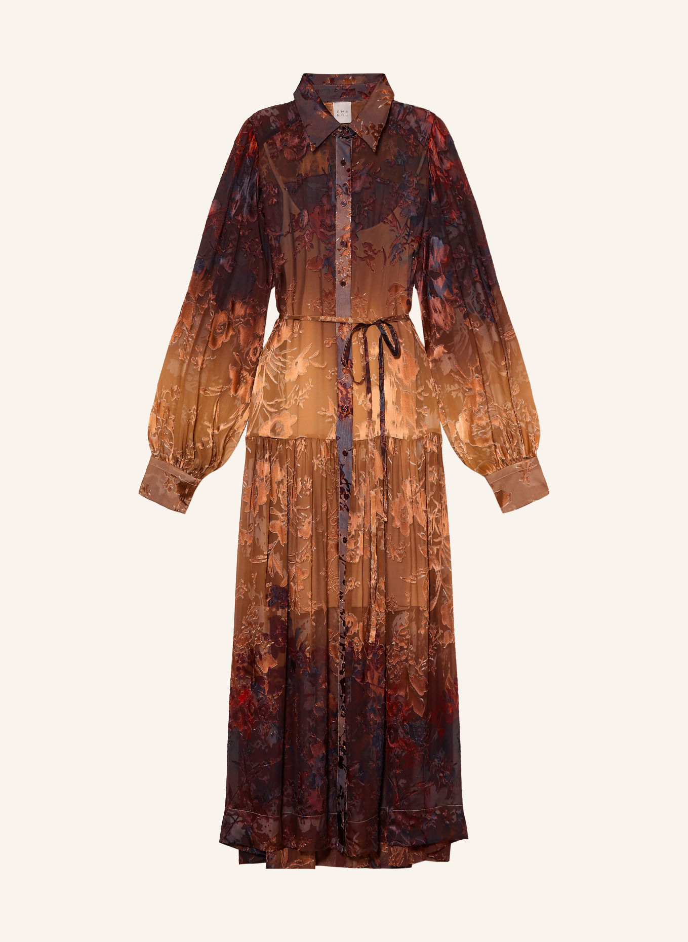 ÉMANOU Hemdblusenkleid: DUNKELROT / HELLBRAUN