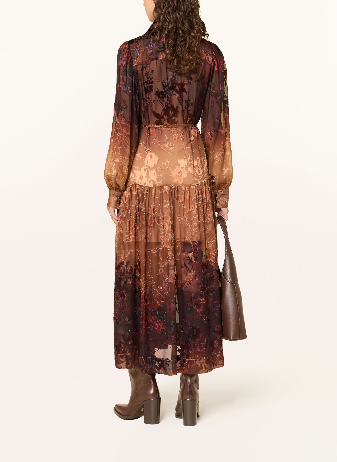 ÉMANOU Hemdblusenkleid: DUNKELROT / HELLBRAUN