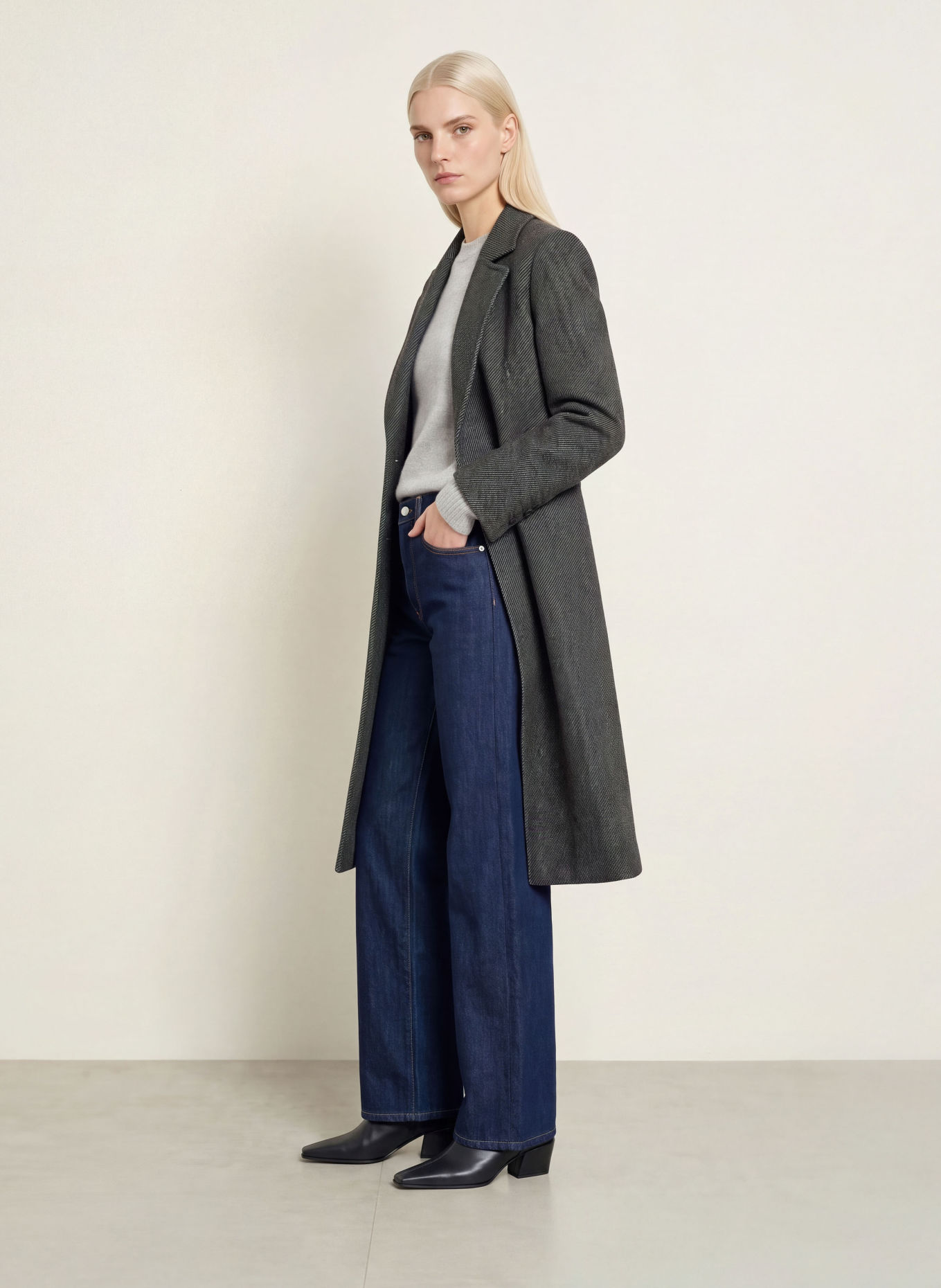 MAX & Co. Mantel RUNAWAY1: GRAU / SCHWARZ