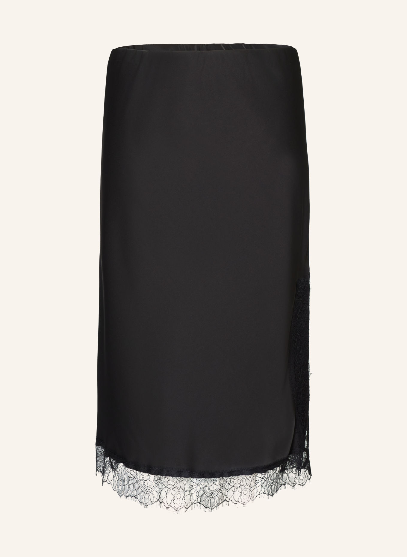 PERSONA MARINA RINALDI PMRGESTRO Satin Skirt with Lace: BLACK