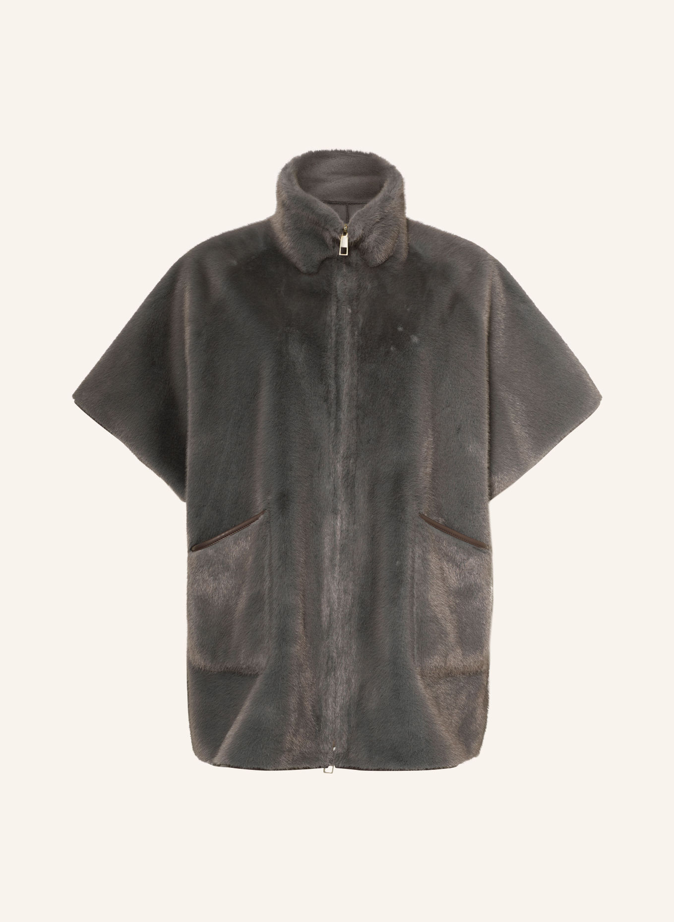 MARINA RINALDI MRSSPUMA Reversible Faux Fur Coat: GRAY