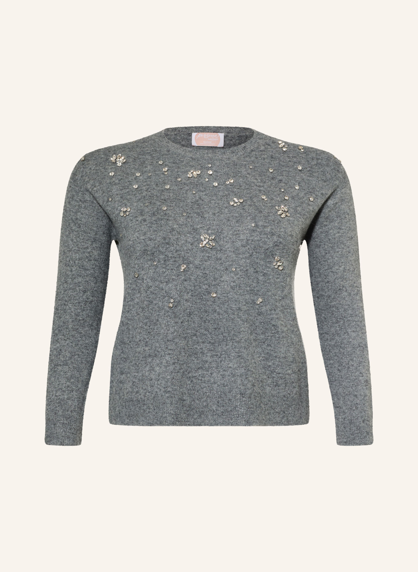 PERSONA MARINA RINALDI Pull NNWELOGIO orné de pierres décoratives: GRIS
