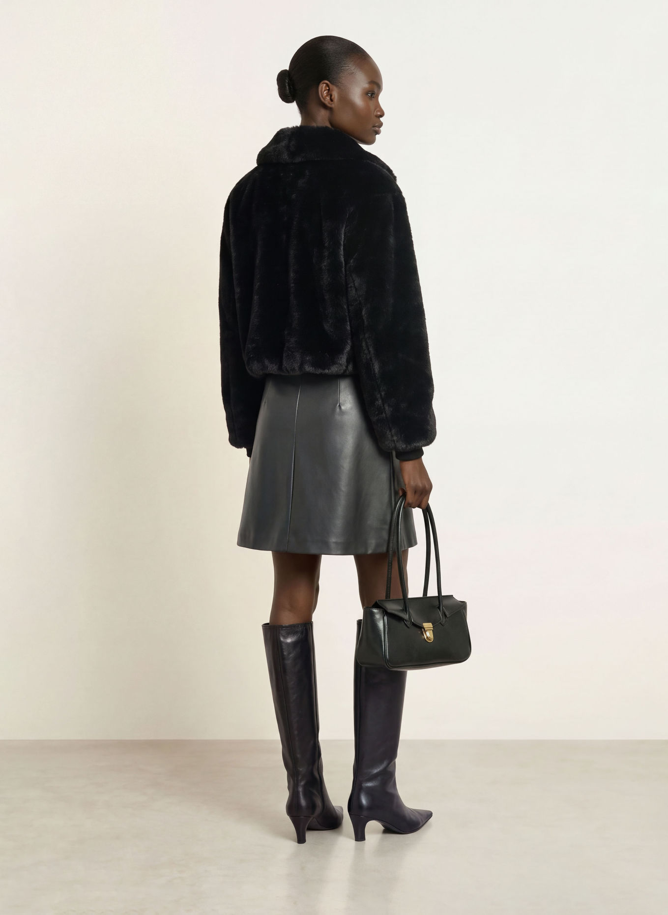 HUGO RABARE Leather-Look Skirt: BLACK