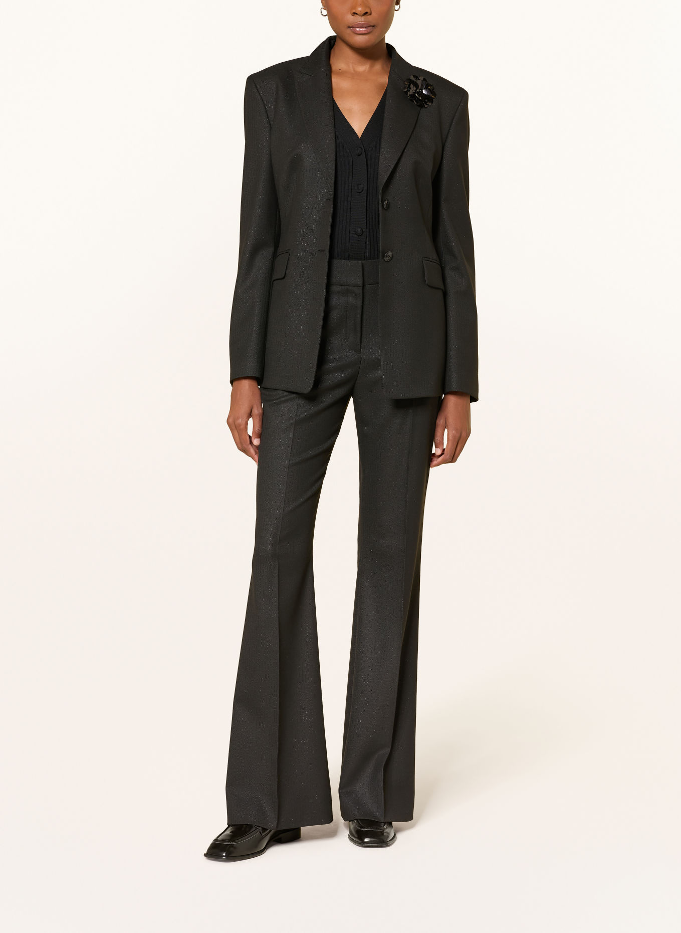 HUGO HISO Trousers with Glitter Yarn: BLACK