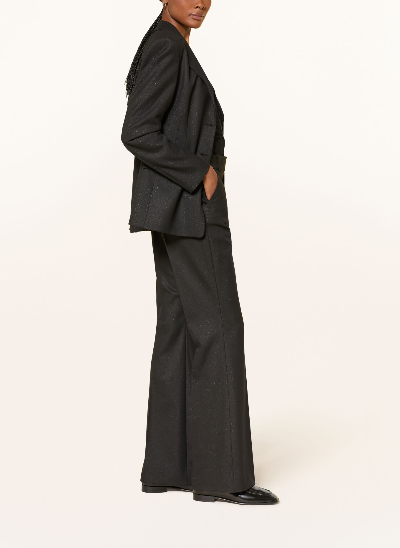 HUGO HISO Trousers with Glitter Yarn: BLACK