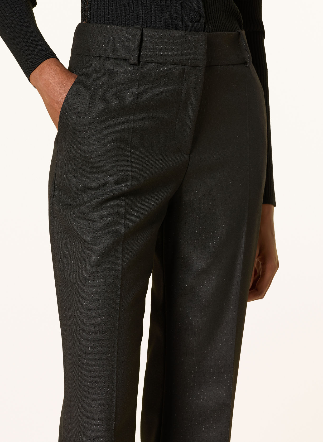 HUGO HISO Trousers with Glitter Yarn: BLACK